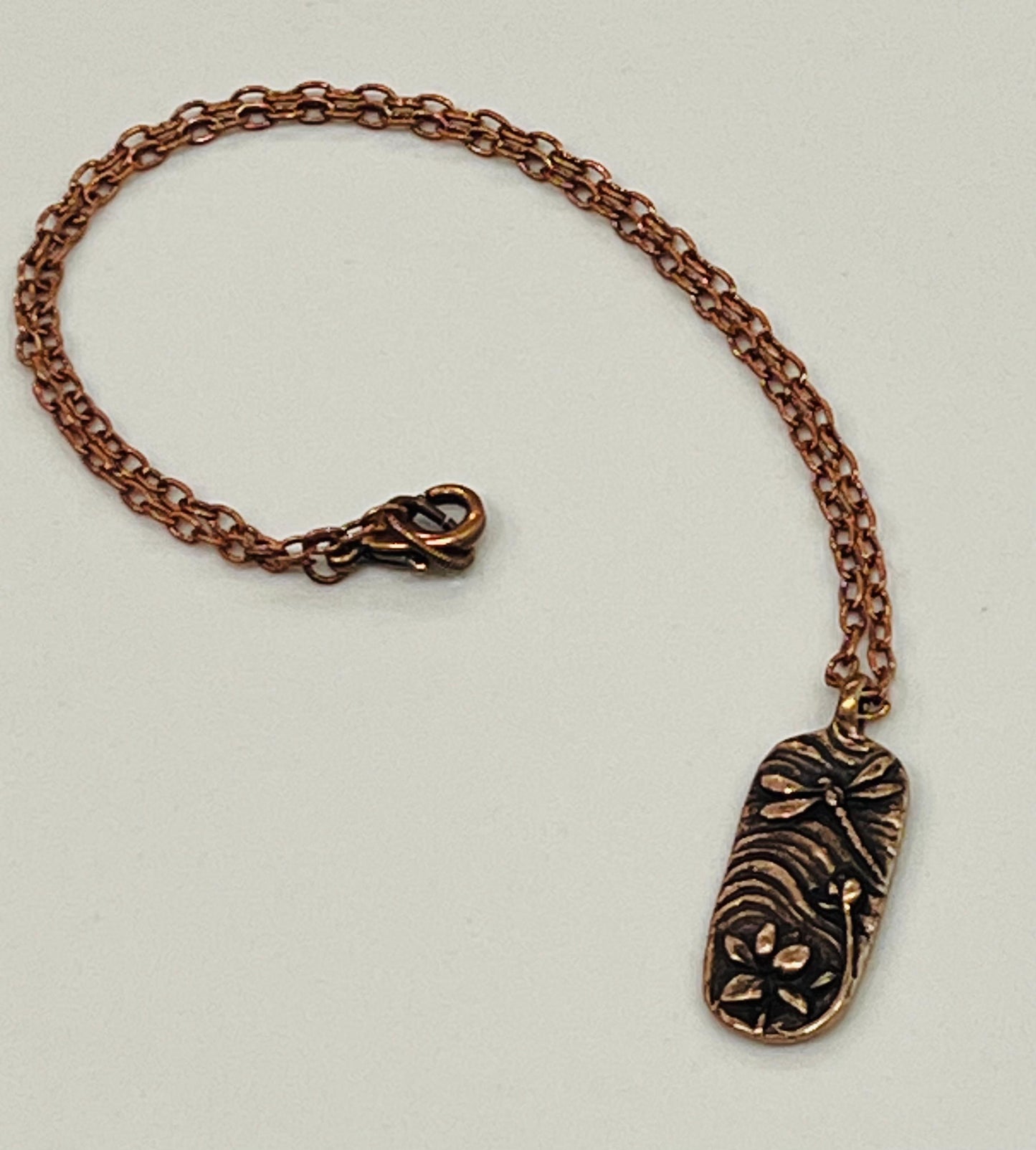 Copper Delicate Paperclip Layering Necklace Dragonfly Pendant Gorgeous Layering Statement Copper Necklace Whimsical Jewelry Dragonfly Charm