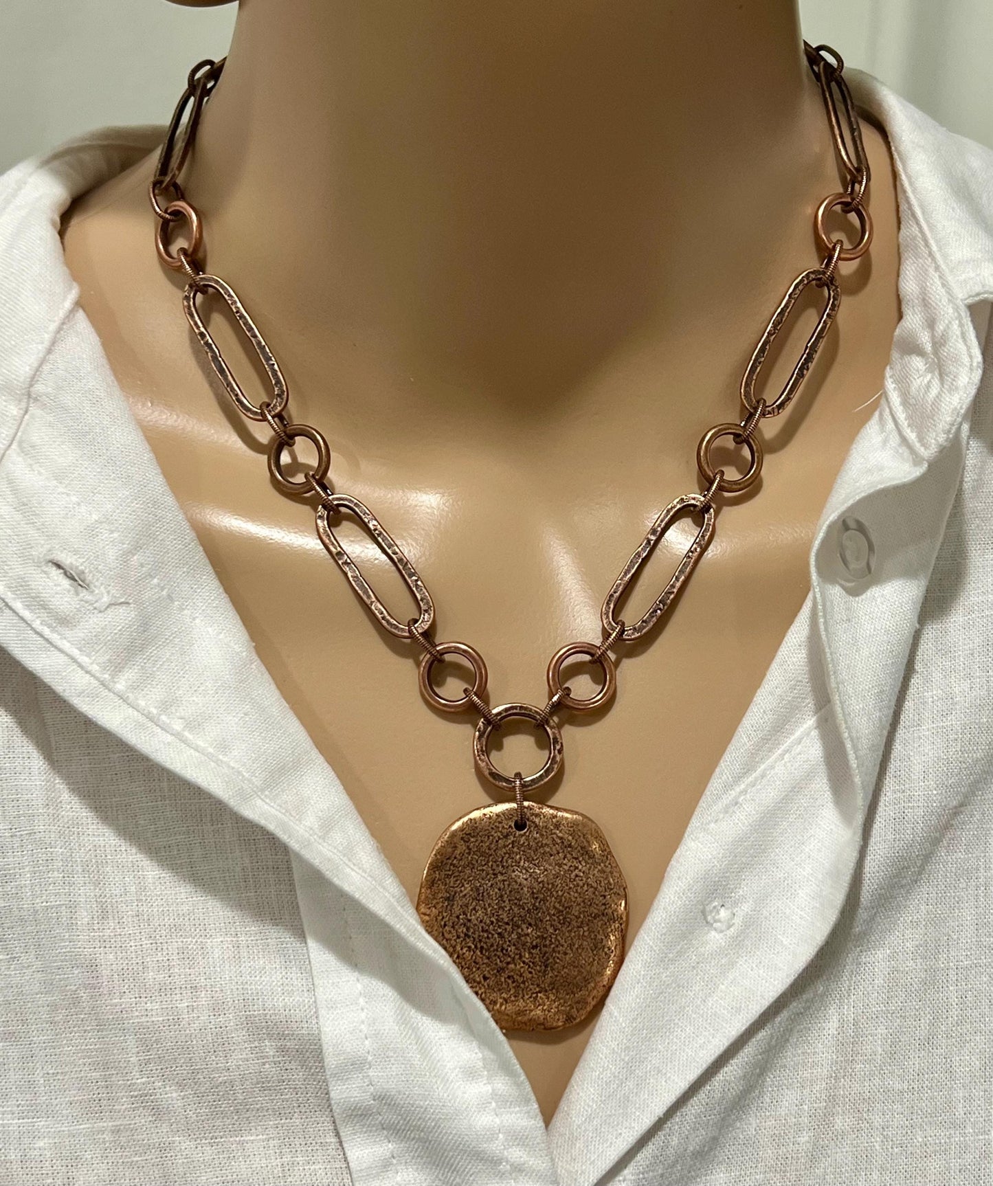 Copper Large Oval Link Chain Necklace