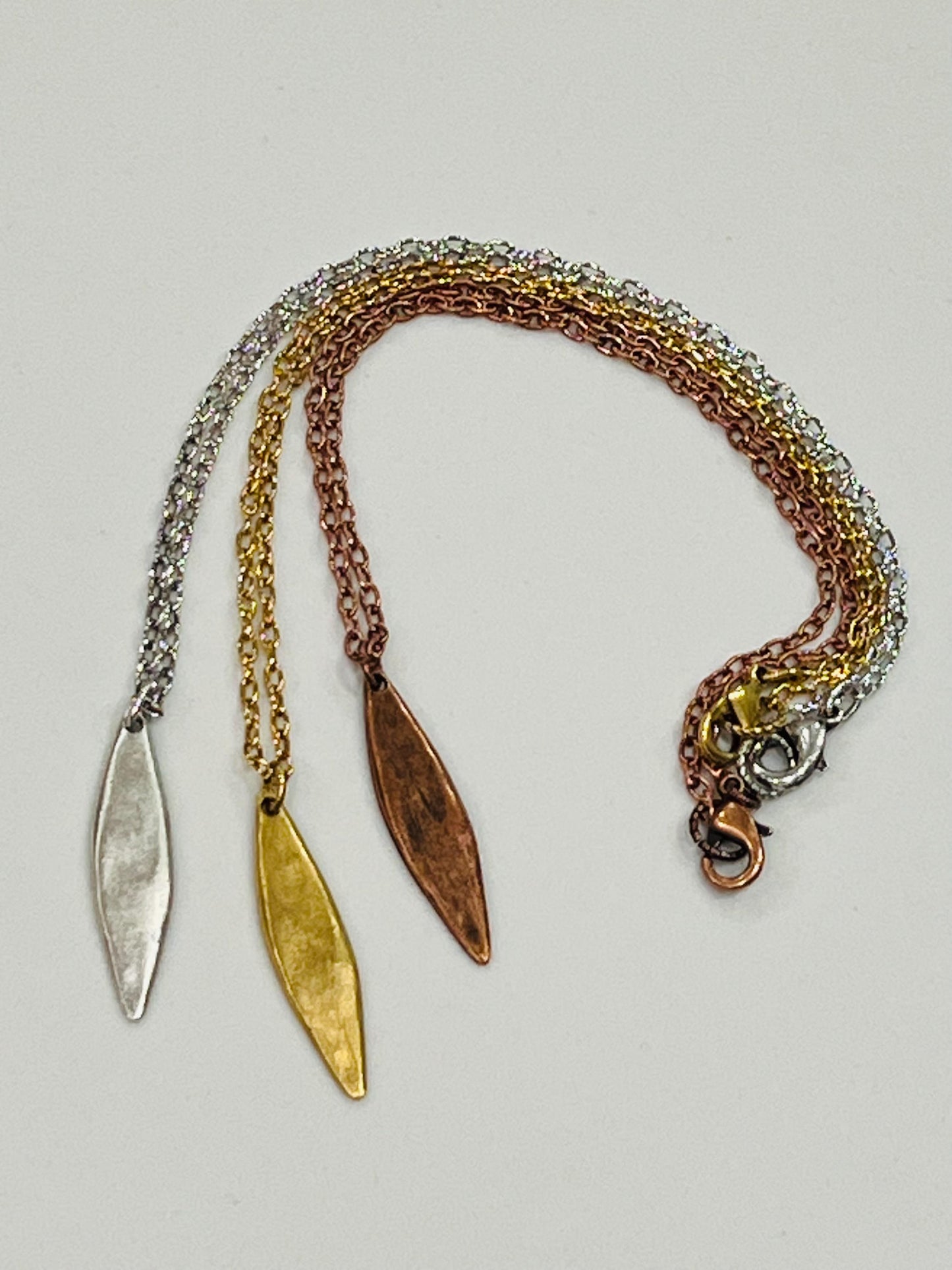 Gold, Silver, or Copper Delicate Paperclip Layering Necklace with Geometric Pendant Gorgeous Layering Statement Necklace Modern Necklace