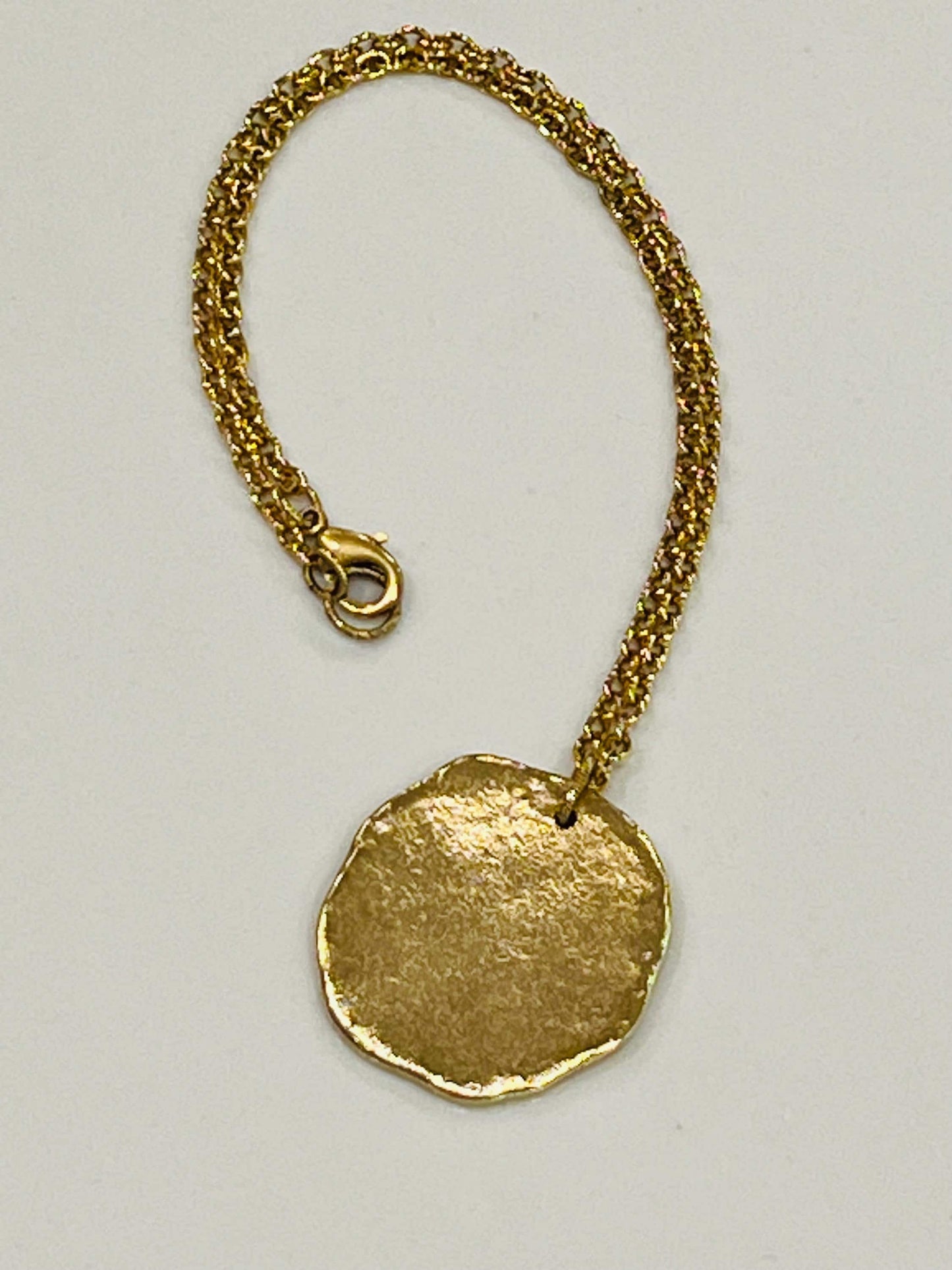 Small Cable Chain Necklace with Large Organic Coin Pendant