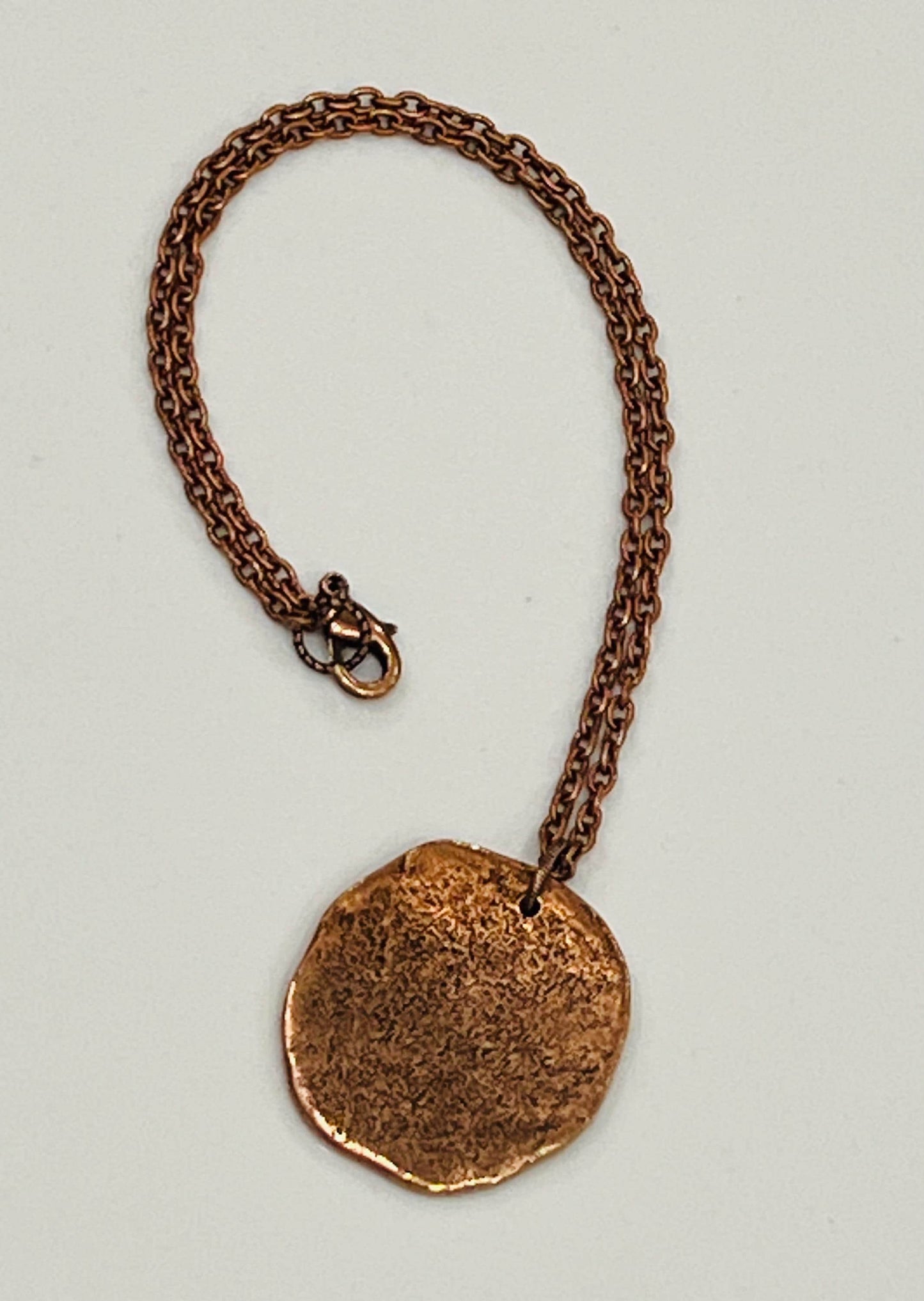 Small Cable Chain Necklace with Large Organic Coin Pendant