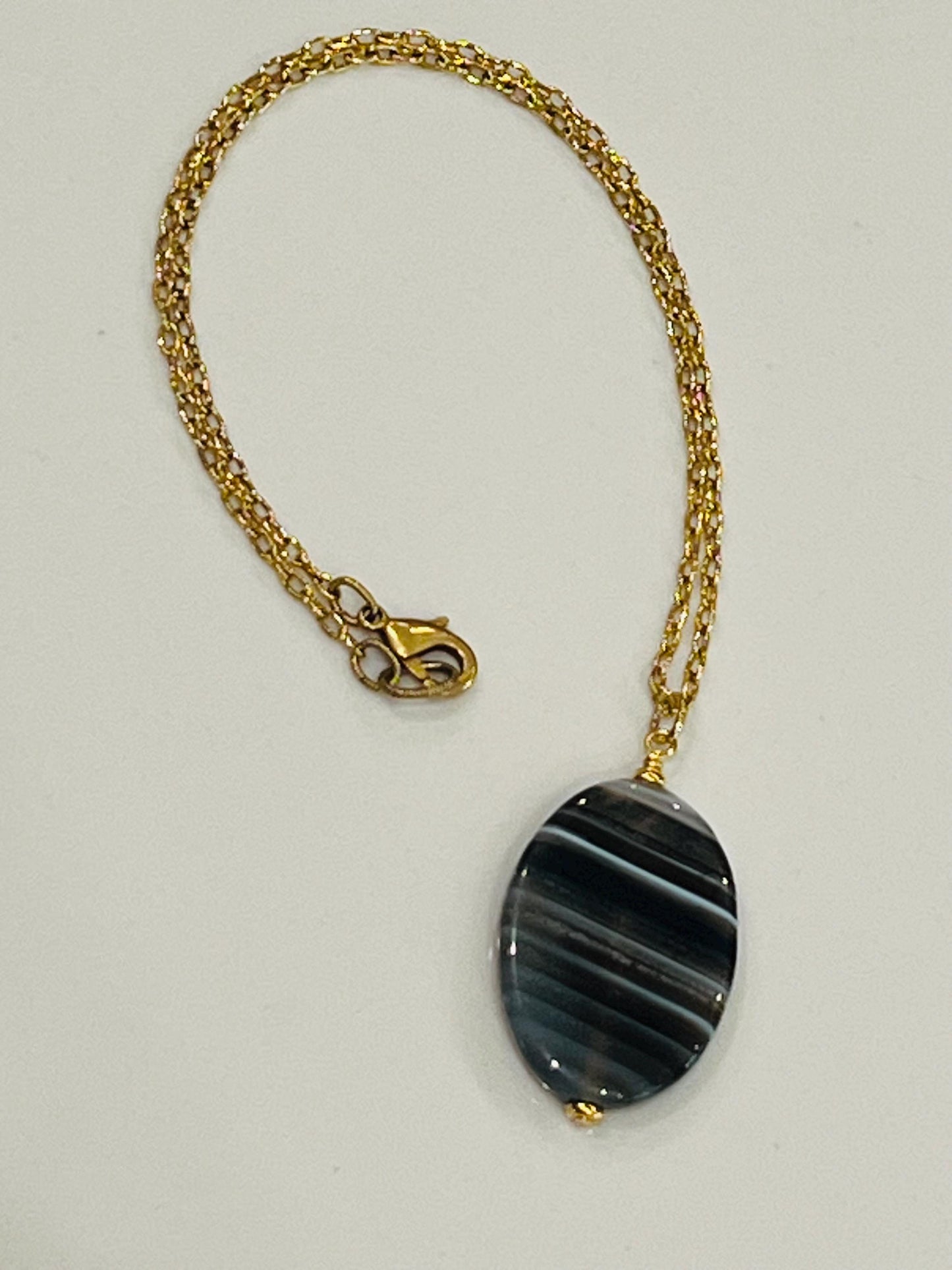Gold Delicate Paperclip Layering Necklace with Oval Zebra Jasper Pendant Gorgeous Layering Statement Necklace Modern Gold Necklace