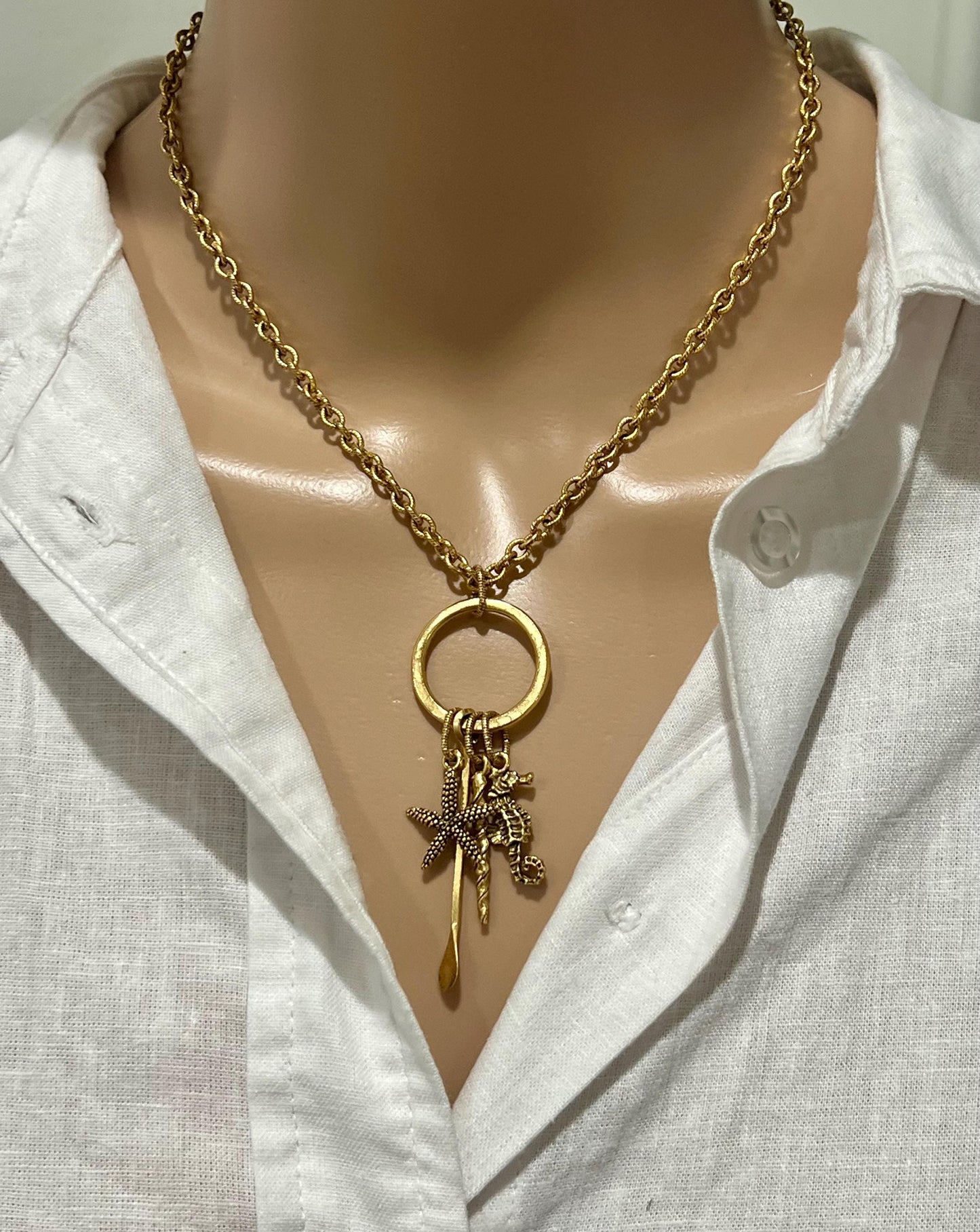 Gold Nautical Drop Necklace