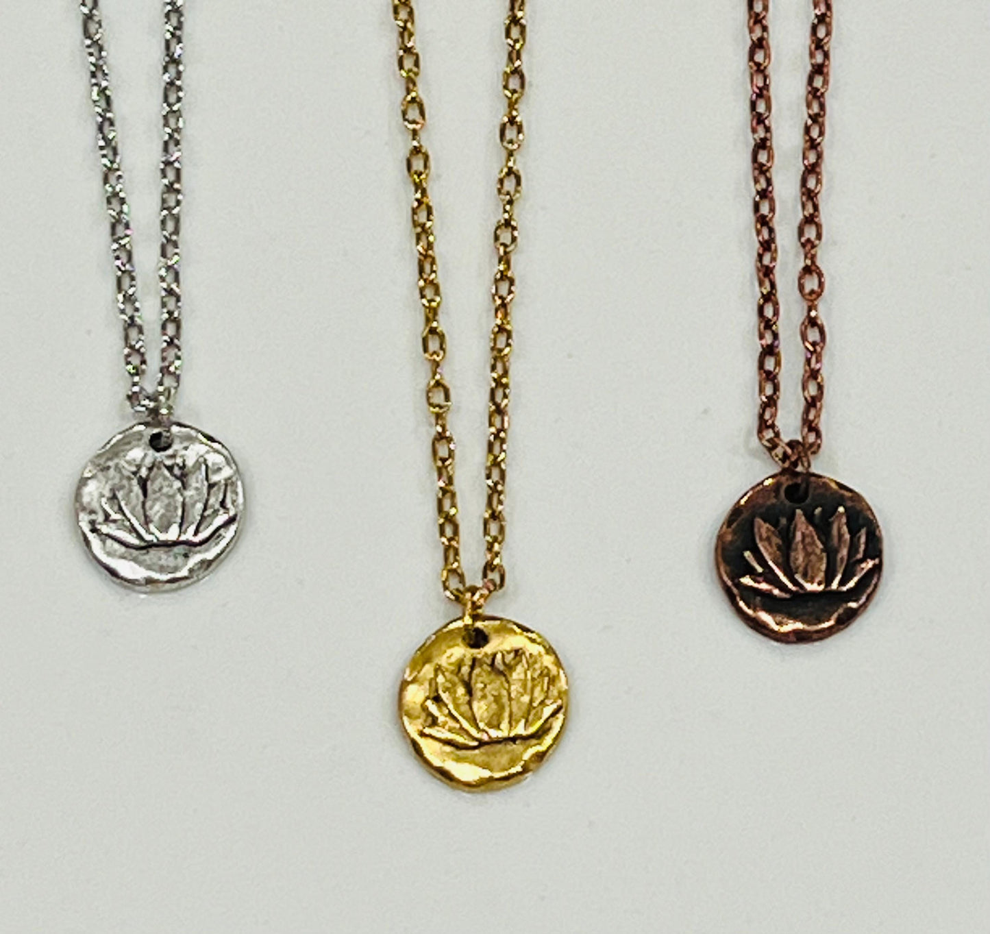 Gold, Silver, or Copper Delicate Paperclip Chain with Lotus Pendant Gorgeous Layering Statement Necklace Modern Chain Necklace Lotus Charm