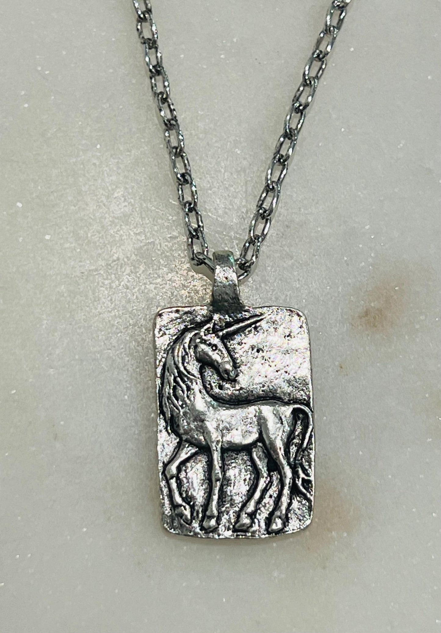 Silver Delicate Paperclip Layering Necklace with Gold Unicorn Pendant Gorgeous Layering Statement Necklace Modern Silver Necklace