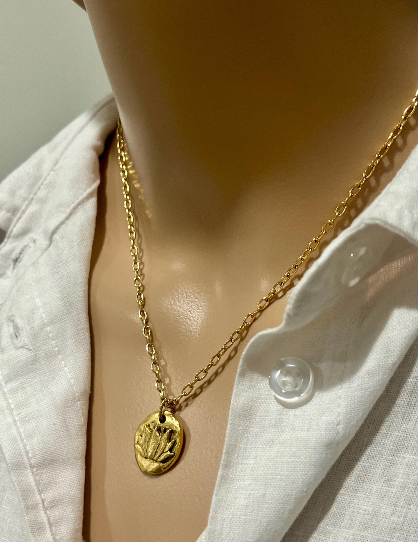 Gold Delicate Paperclip Layering Necklace with Gold Lotus Pendant Gorgeous Layering Statement Necklace Modern Gold Necklace