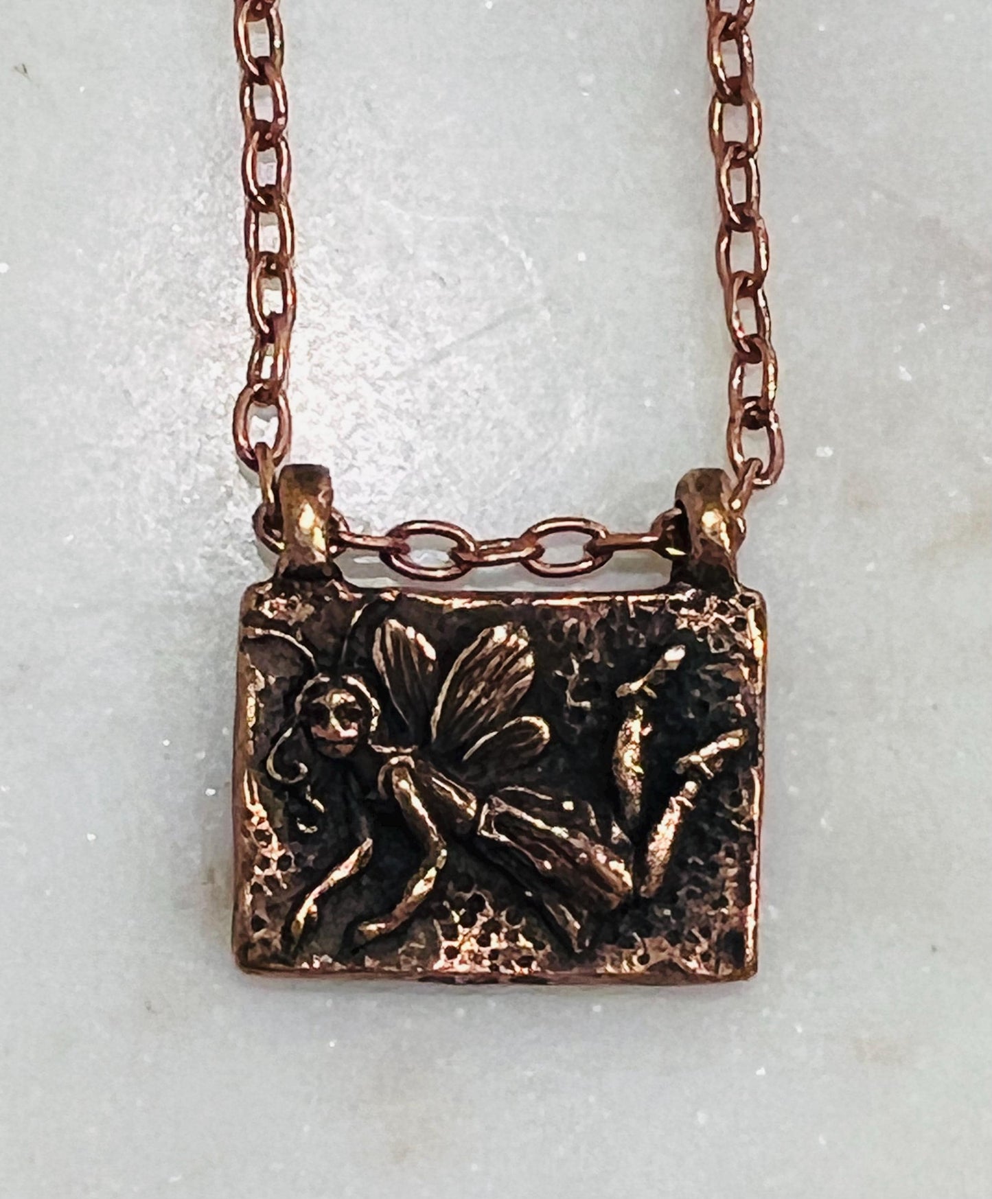 Copper Delicate Paperclip Layering Necklace Pixie Pendant Gorgeous Layering Statement Necklace Whimsical Copper Necklace Green Girl Studios