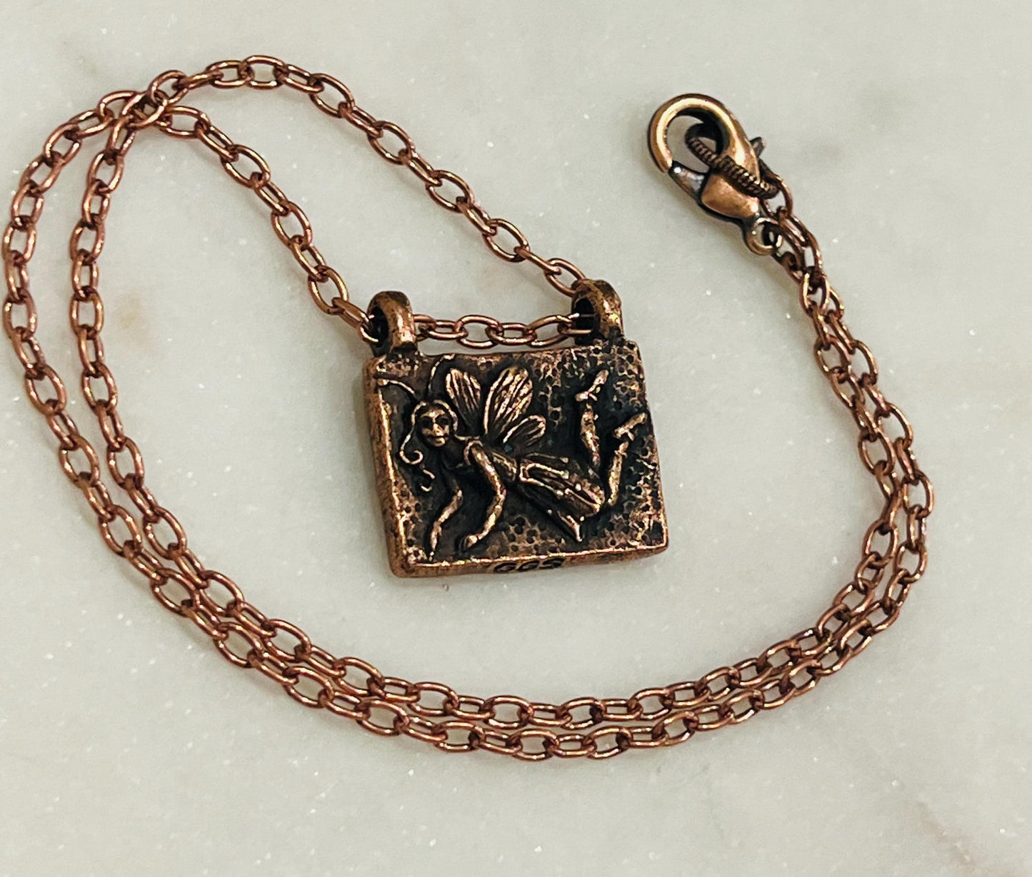 Copper Delicate Paperclip Layering Necklace Pixie Pendant Gorgeous Layering Statement Necklace Whimsical Copper Necklace Green Girl Studios
