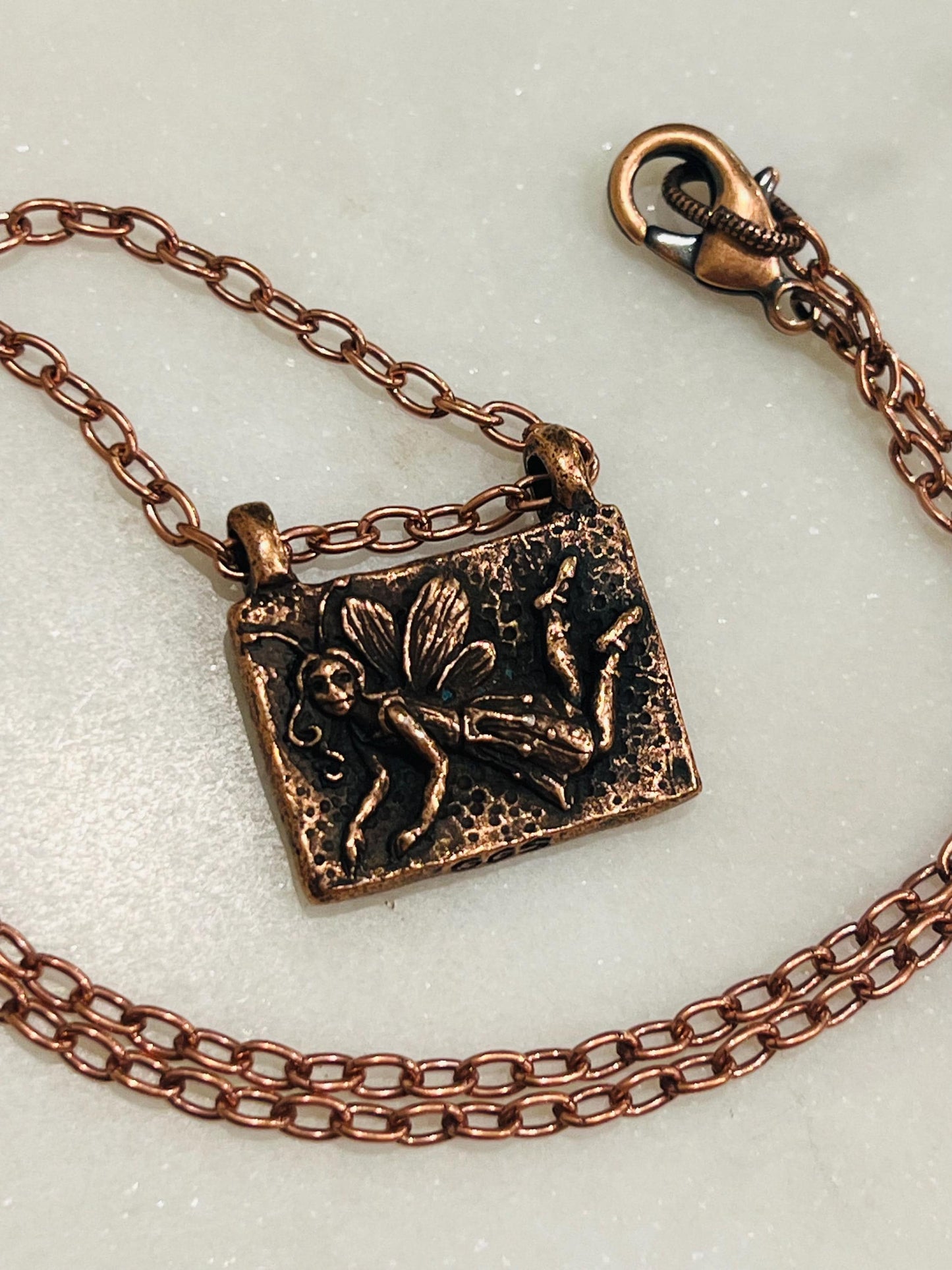 Copper Delicate Paperclip Layering Necklace Pixie Pendant Gorgeous Layering Statement Necklace Whimsical Copper Necklace Green Girl Studios