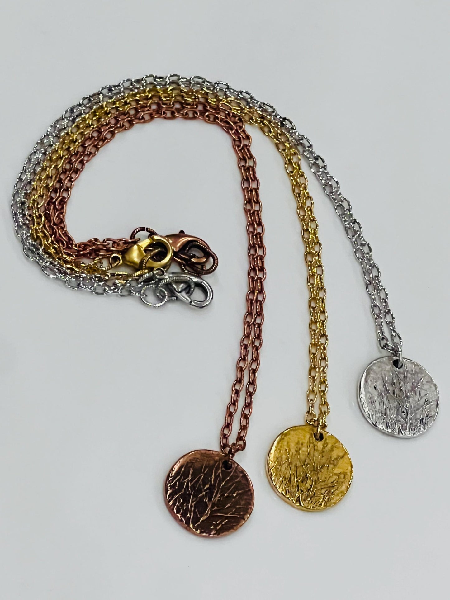 Gold, Silver, or Copper Delicate Paperclip Chain with Nature Tree Pendant Gorgeous Layering Statement Necklace Modern Chain Necklace