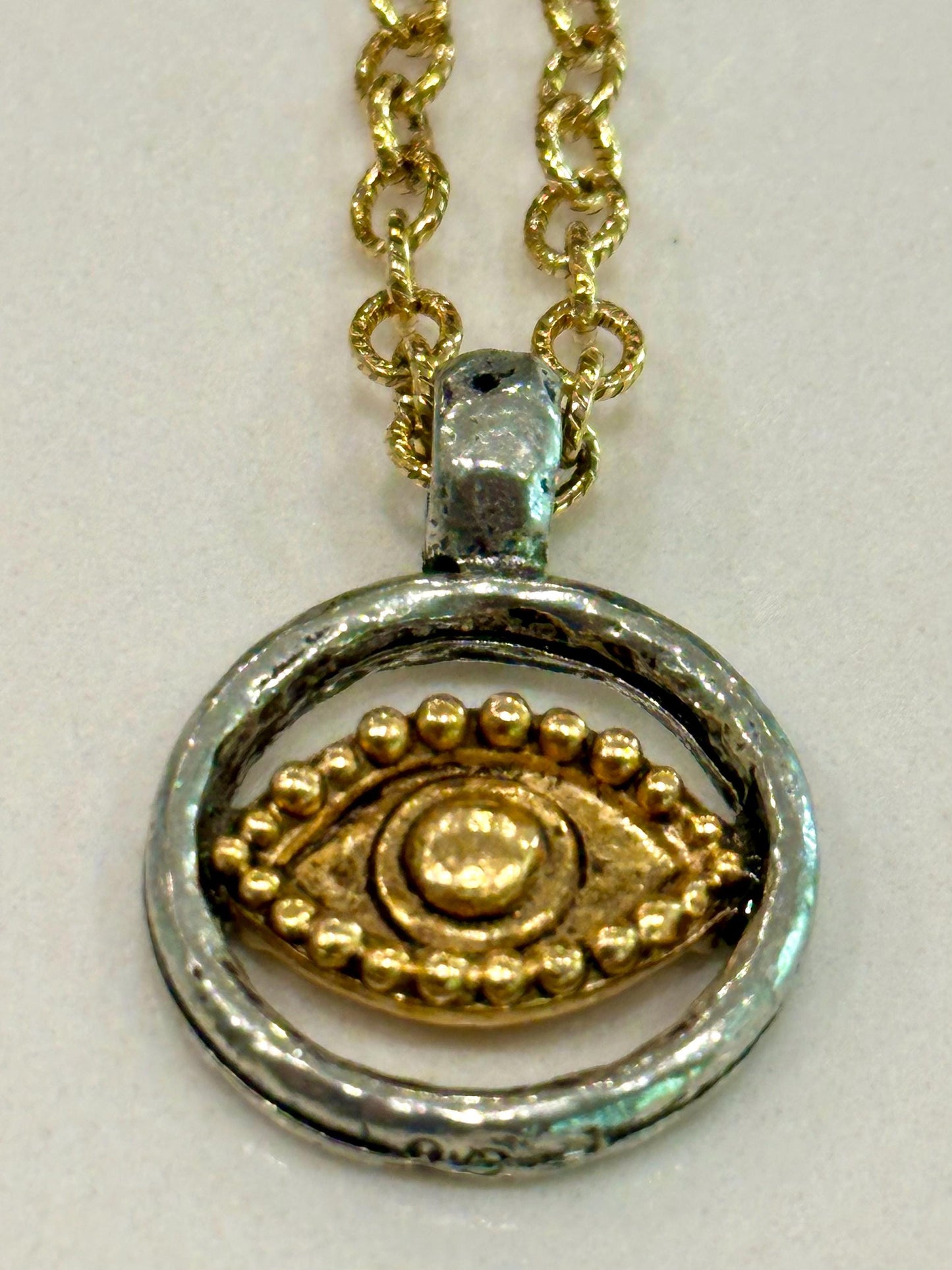 Gold Small Textured Cable Chain Necklace with Evil Eye Pendant Gorgeous Layering Statement Necklace Gold Necklace Versatile Length