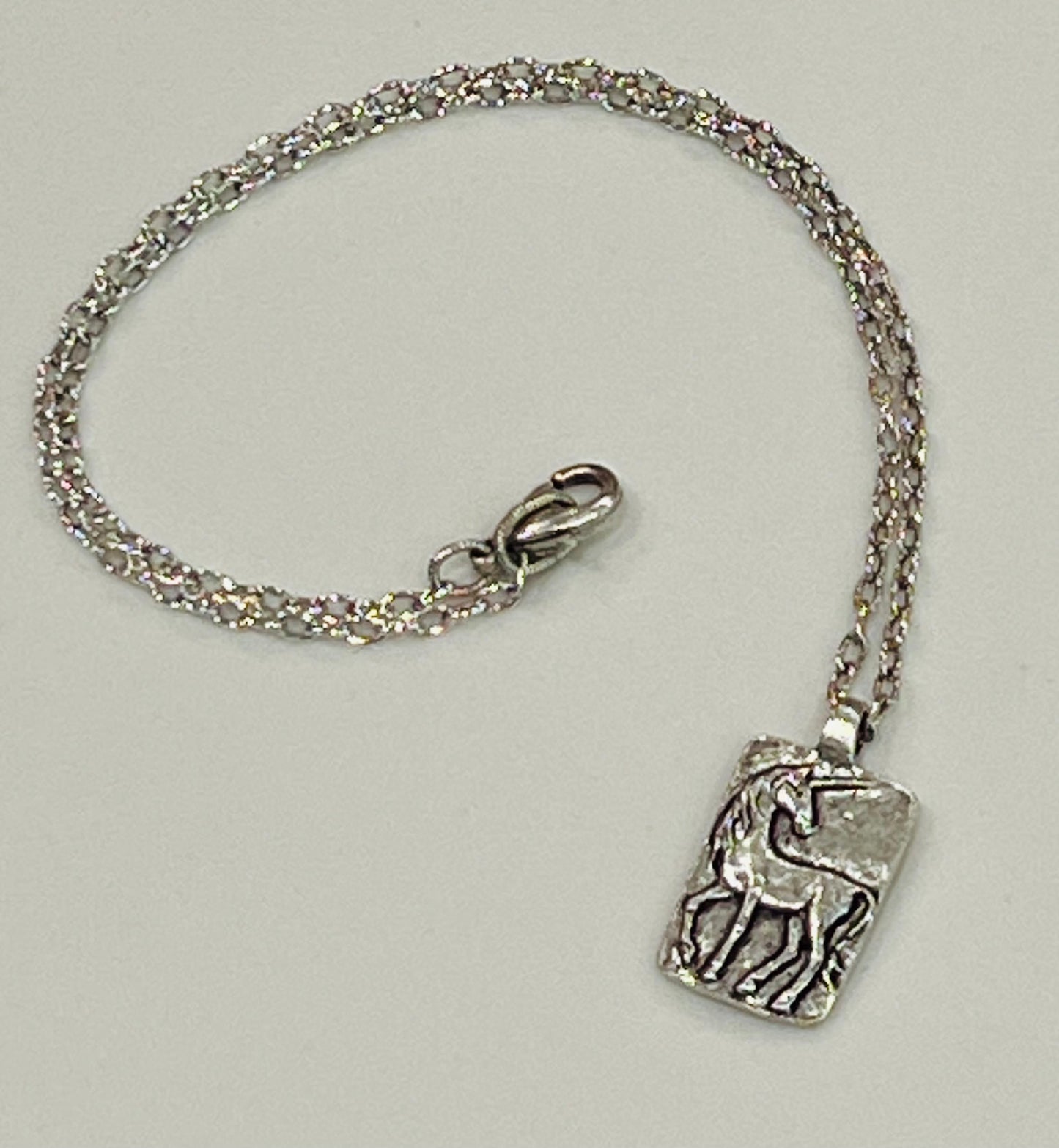 Silver Delicate Paperclip Layering Necklace with Gold Unicorn Pendant Gorgeous Layering Statement Necklace Modern Silver Necklace