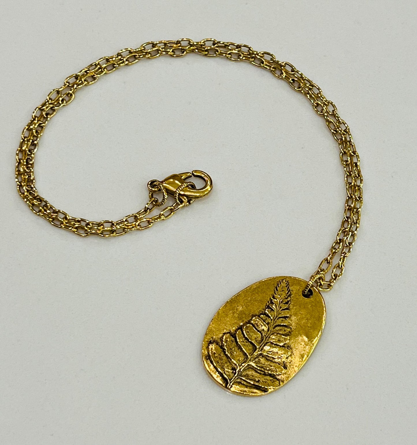 Gold, Silver, or Copper Delicate Paperclip Layering Necklace with Fern Leaf Pendant Gorgeous Layering Statement Necklace Modern Necklace