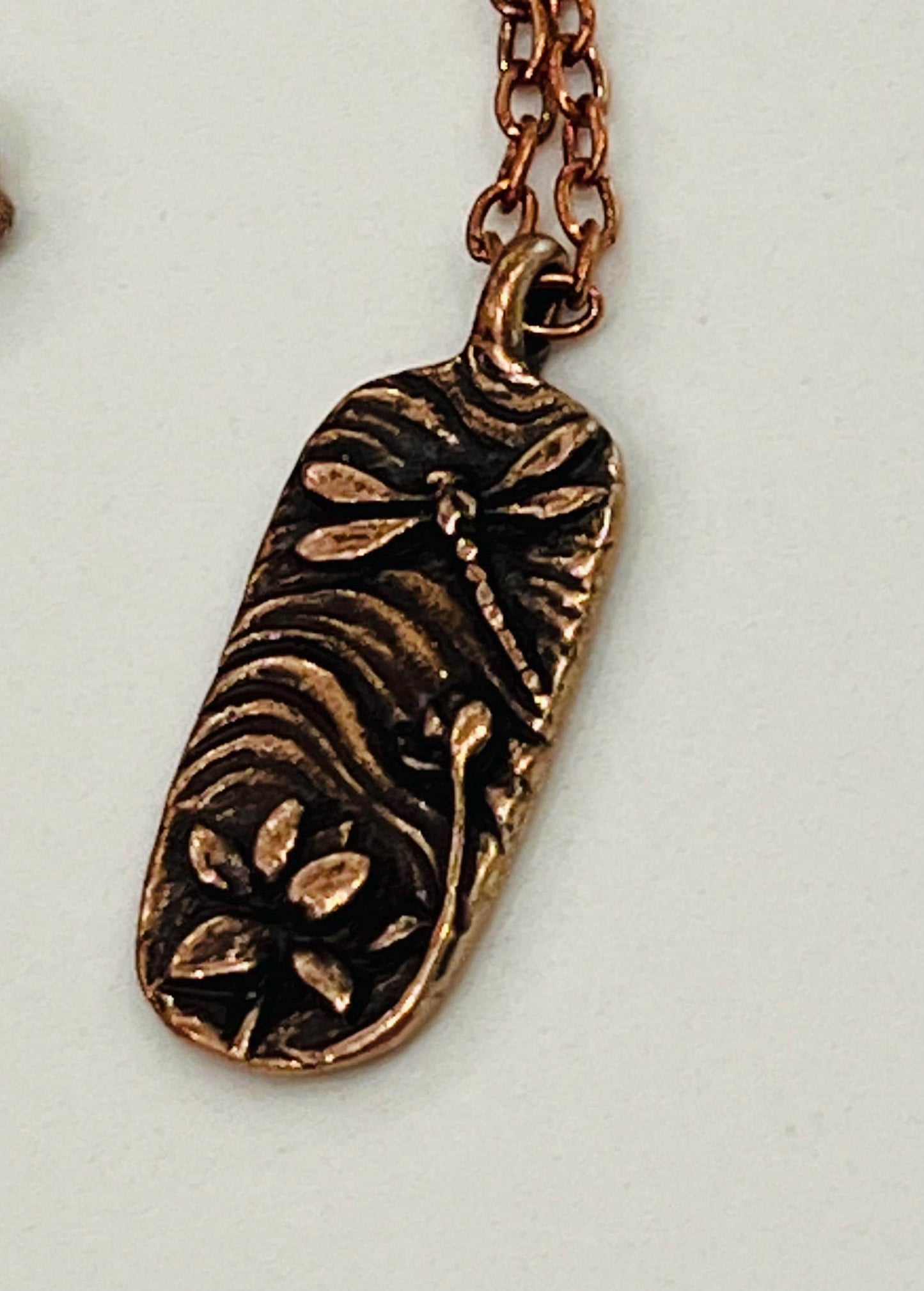 Copper Delicate Paperclip Layering Necklace Dragonfly Pendant Gorgeous Layering Statement Copper Necklace Whimsical Jewelry Dragonfly Charm