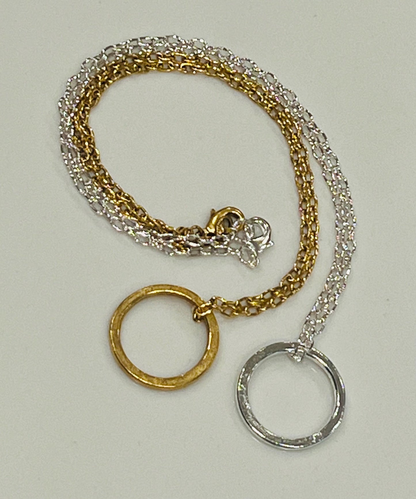 Gold or Silver Delicate Paperclip Chain with Hoop Pendant