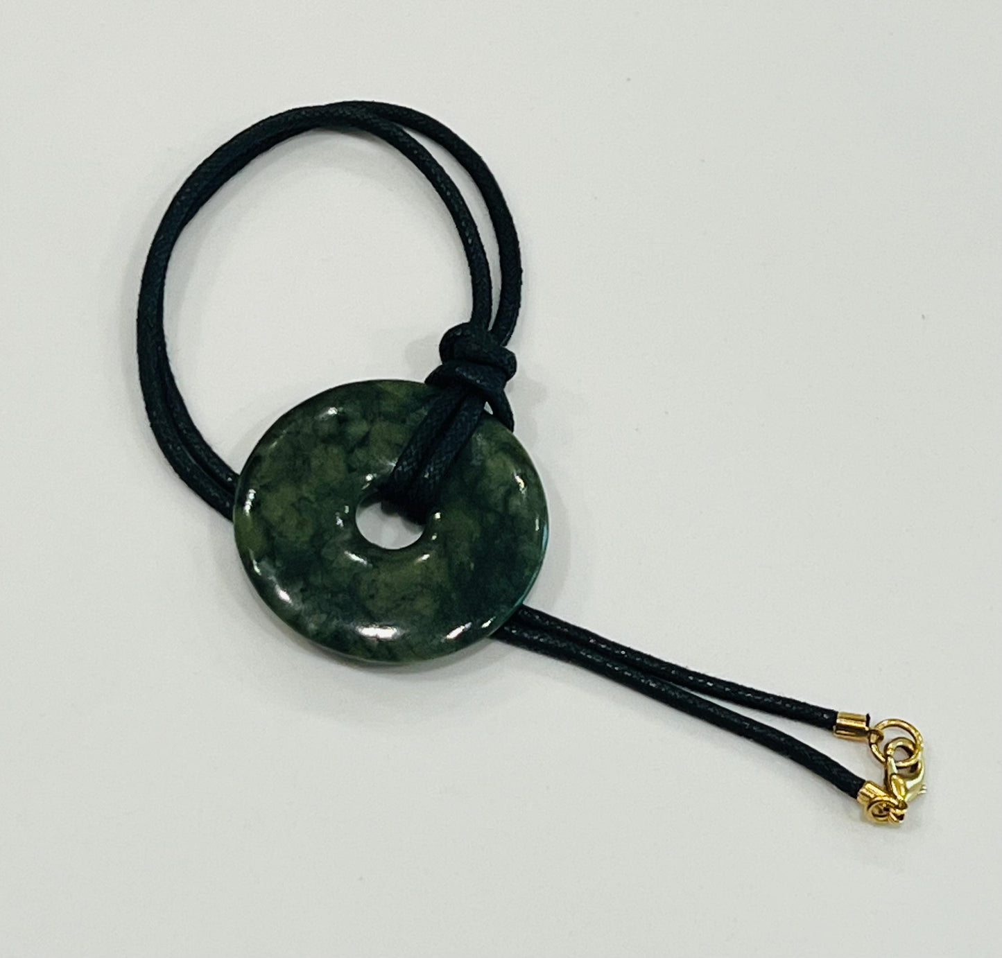 Green Jade Donut Bead Necklace 50mm Gorgeous Green Jade Statement Pendant Necklace Layering Necklace Semi-Precious Natural Gemstones