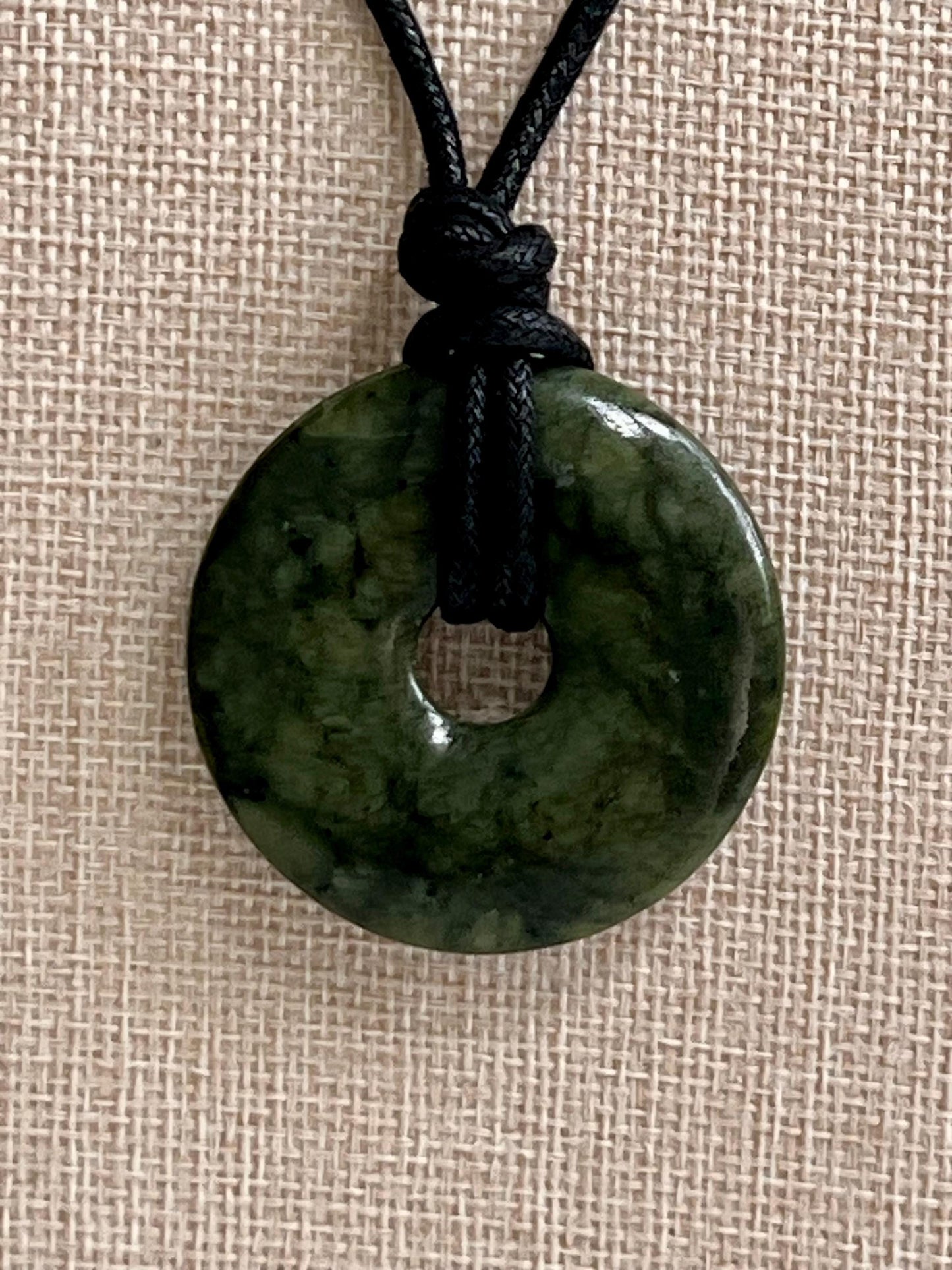 Green Jade Donut Bead Necklace 50mm Gorgeous Green Jade Statement Pendant Necklace Layering Necklace Semi-Precious Natural Gemstones