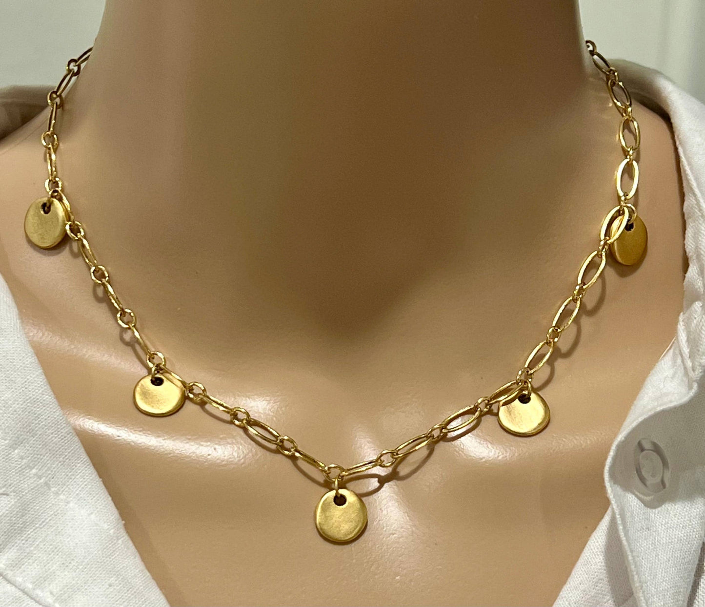 Dangle Necklace with Round Tags