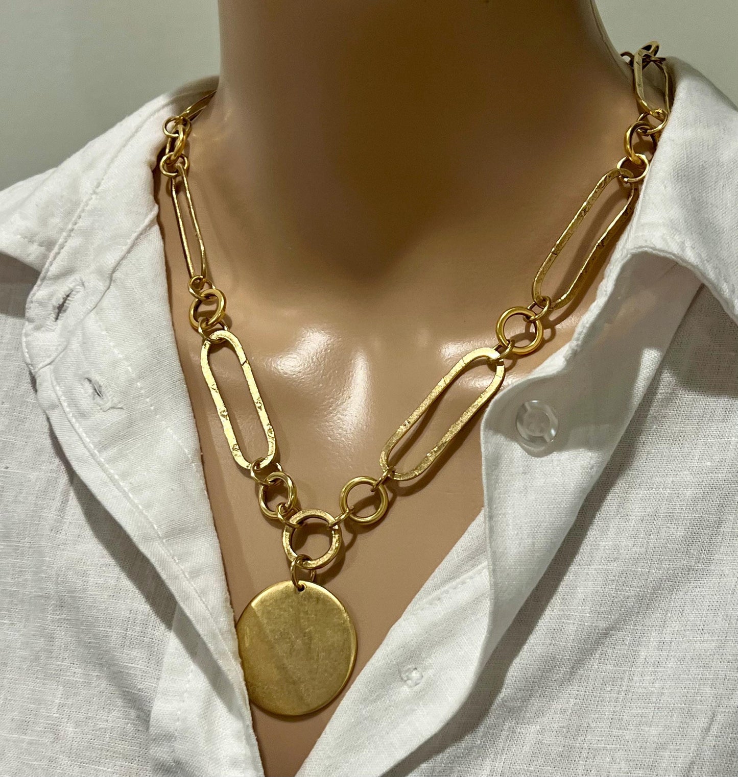 Gold Large Oval Link Necklace