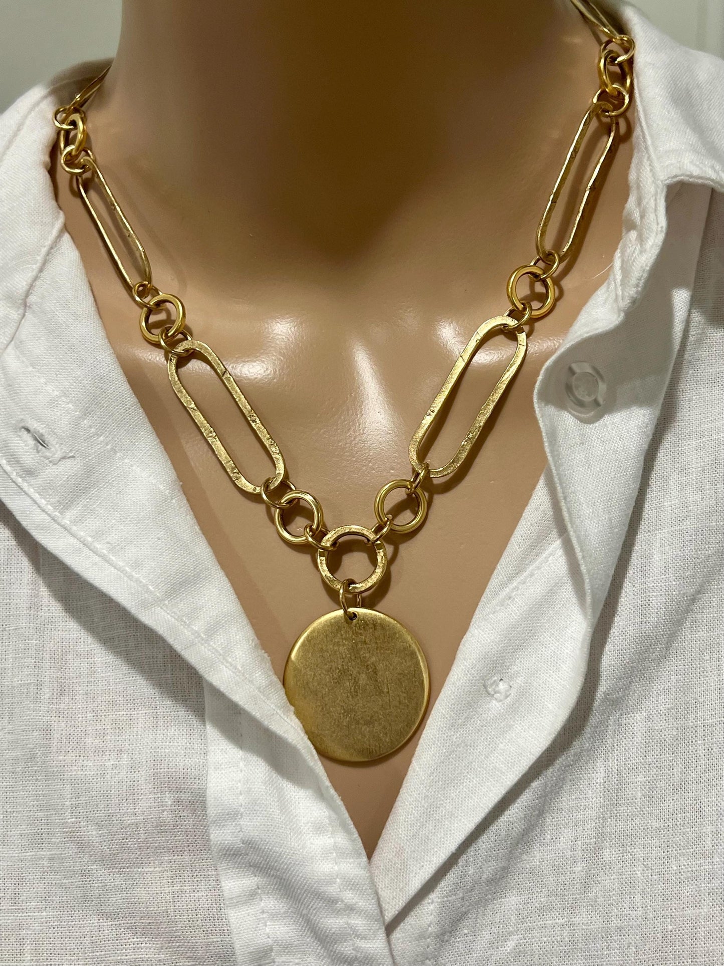 Gold Large Oval Link Necklace