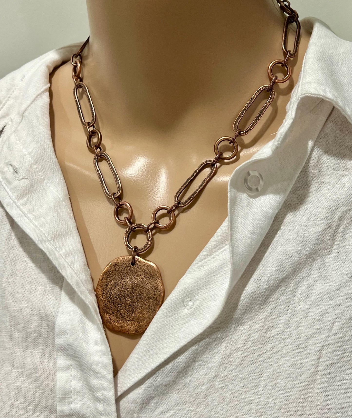 Copper Large Oval Link Chain Necklace