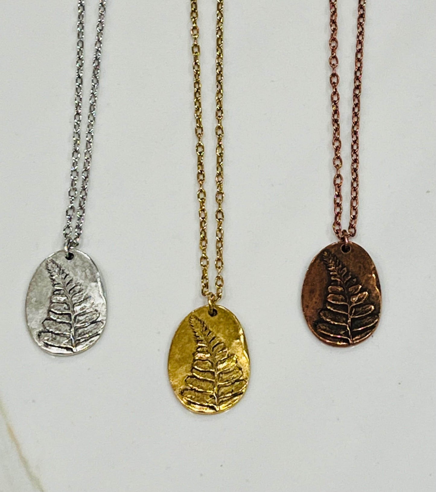 Gold, Silver, or Copper Delicate Paperclip Layering Necklace with Fern Leaf Pendant Gorgeous Layering Statement Necklace Modern Necklace