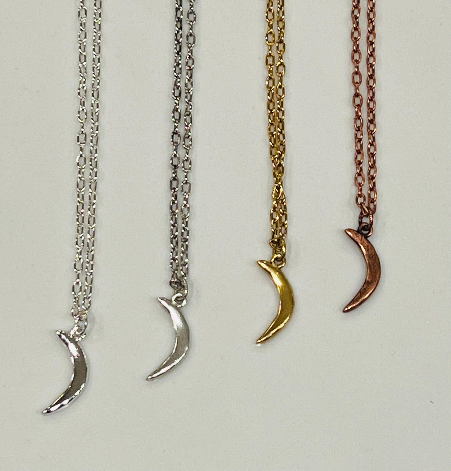 Small Textured Cable Chain Necklace with Crescent Moon Pendant Gorgeous Layering Gold, Silver, or Copper Necklace Versatile Length