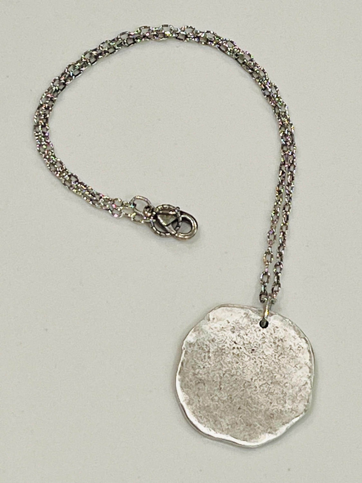 Small Cable Chain Necklace with Large Organic Coin Pendant