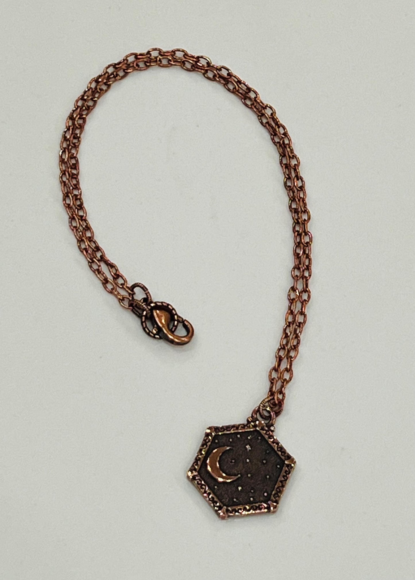 Copper Delicate Paperclip Layering Necklace with Sun and Moon Pendant Layering Statement Necklace Non-tarnish Copper Plated Pewter Necklace