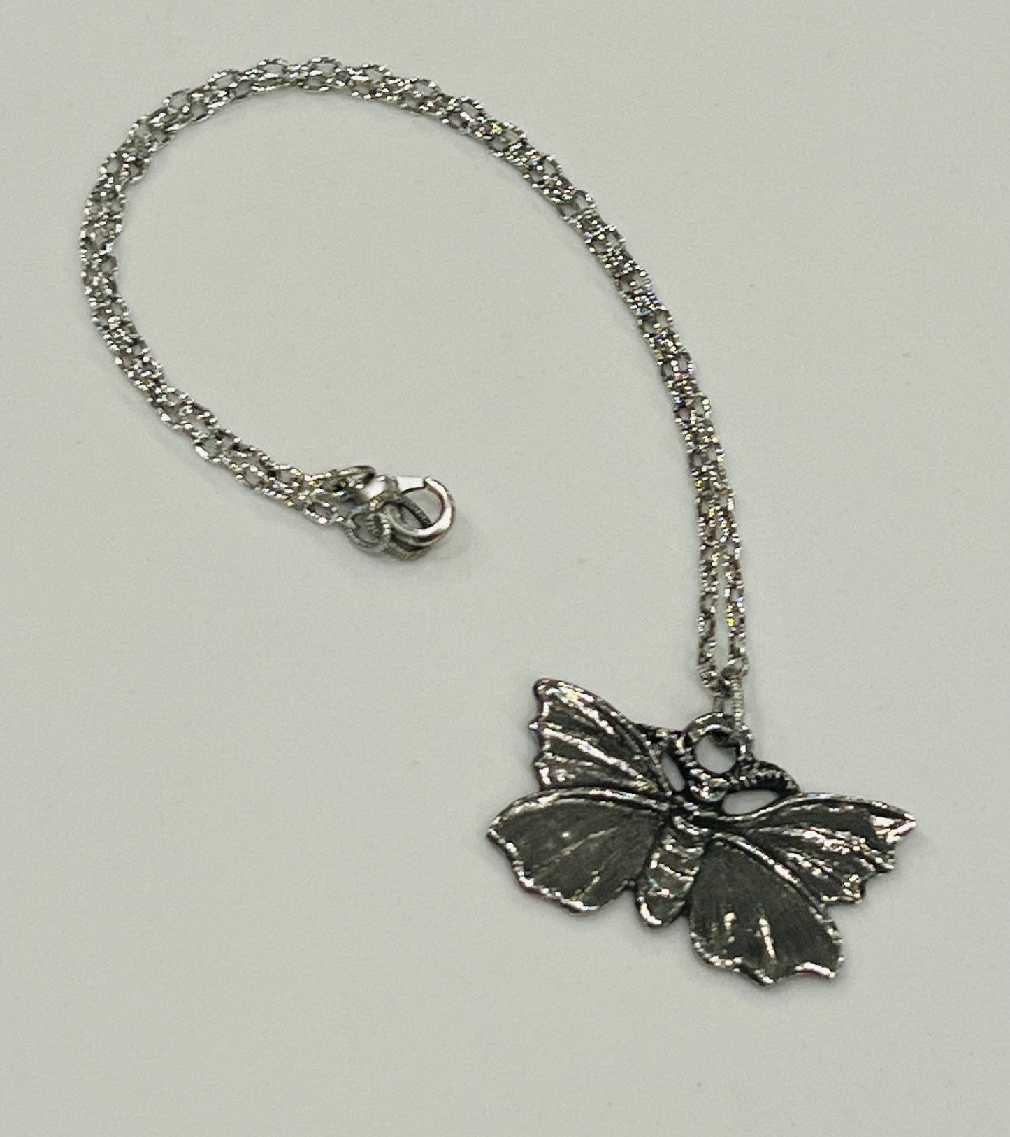 Silver Delicate Paperclip Layering Necklace with Silver Moth Lady Pendant by Green Girl Studios Layering Statement Necklace Silver Necklace