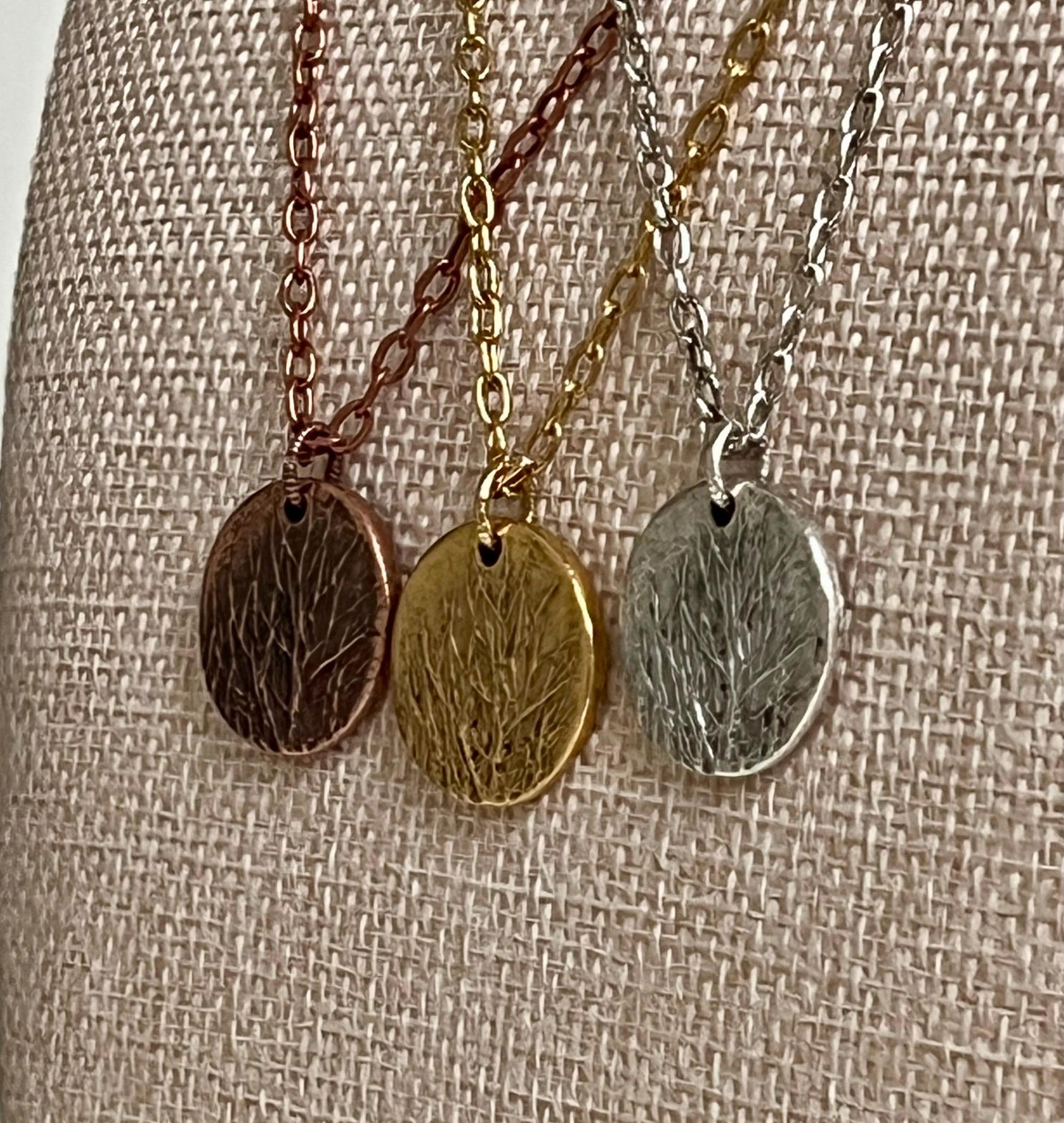 Gold, Silver, or Copper Delicate Paperclip Chain with Nature Tree Pendant Gorgeous Layering Statement Necklace Modern Chain Necklace