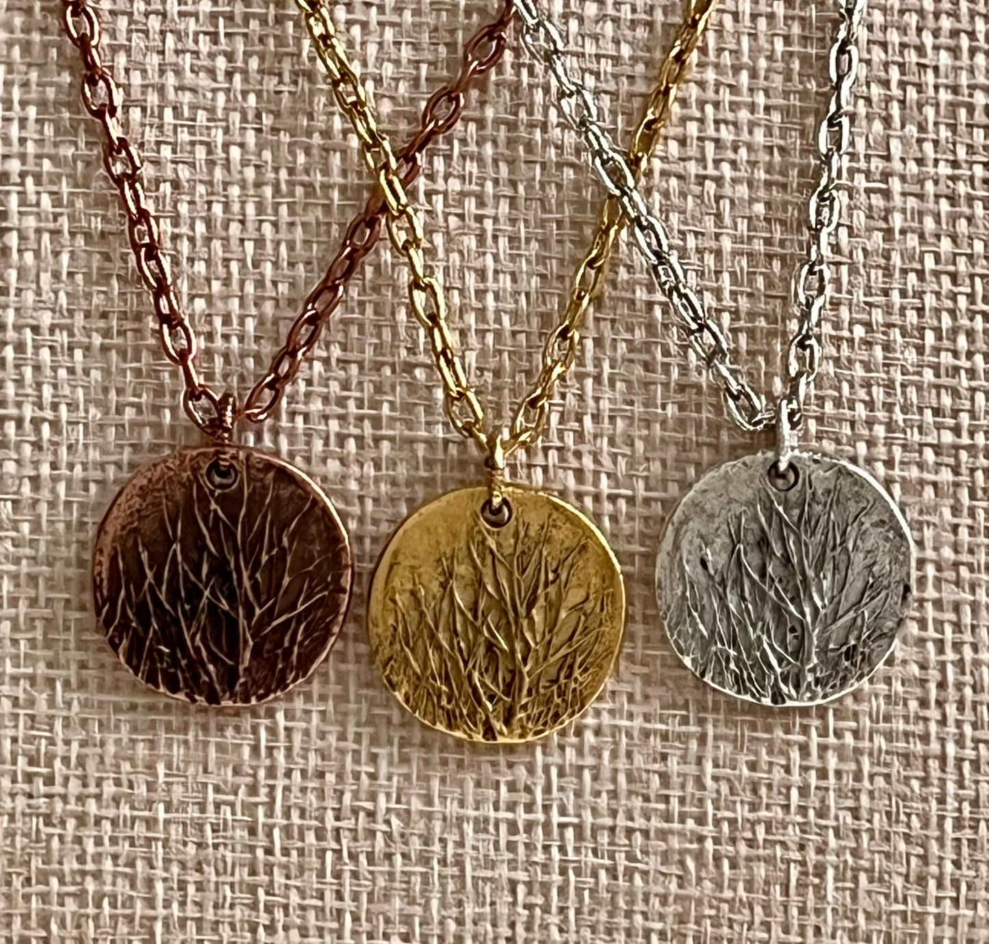 Gold, Silver, or Copper Delicate Paperclip Chain with Nature Tree Pendant Gorgeous Layering Statement Necklace Modern Chain Necklace
