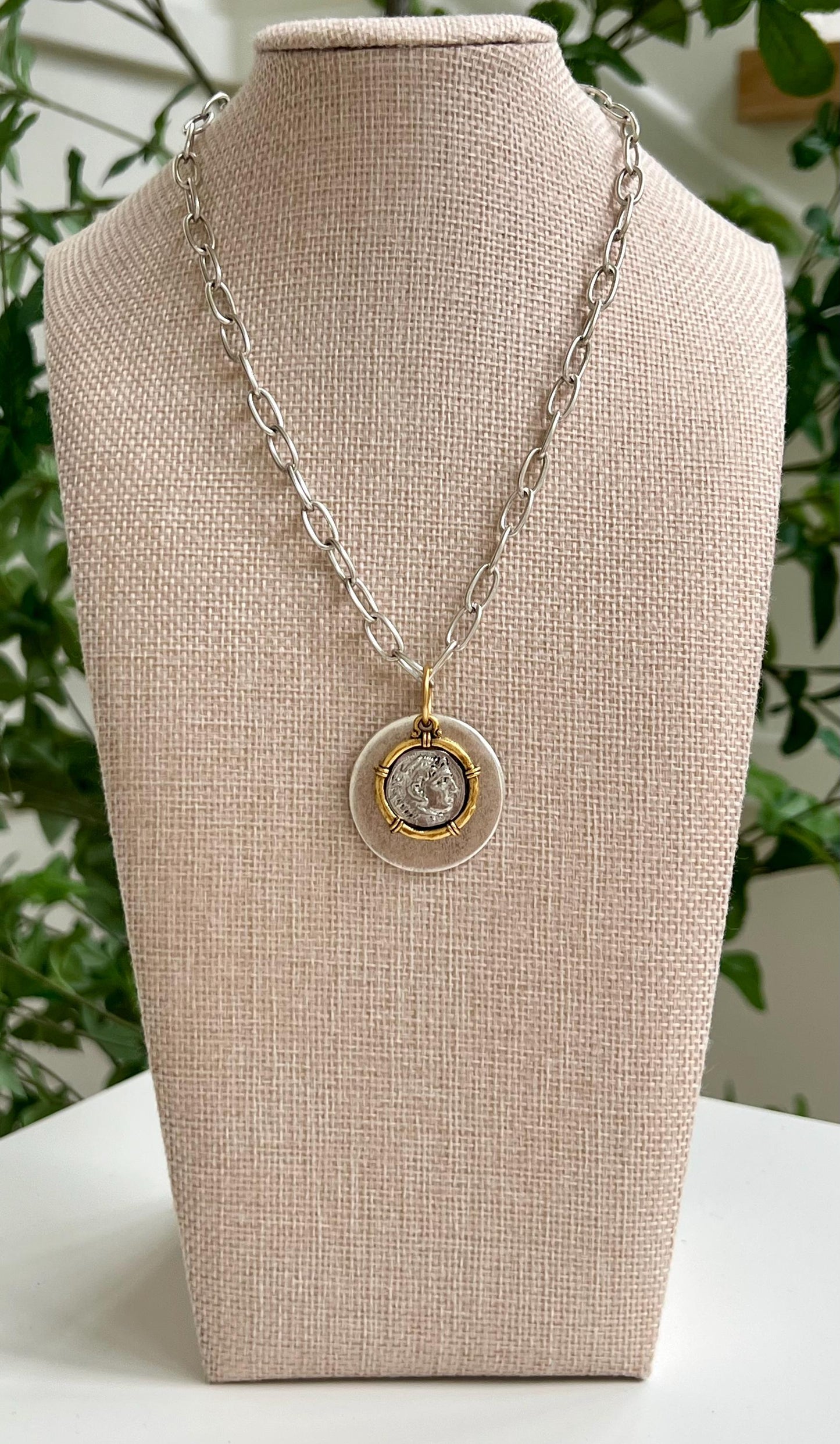 Silver and Gold Large Link Chain Necklace