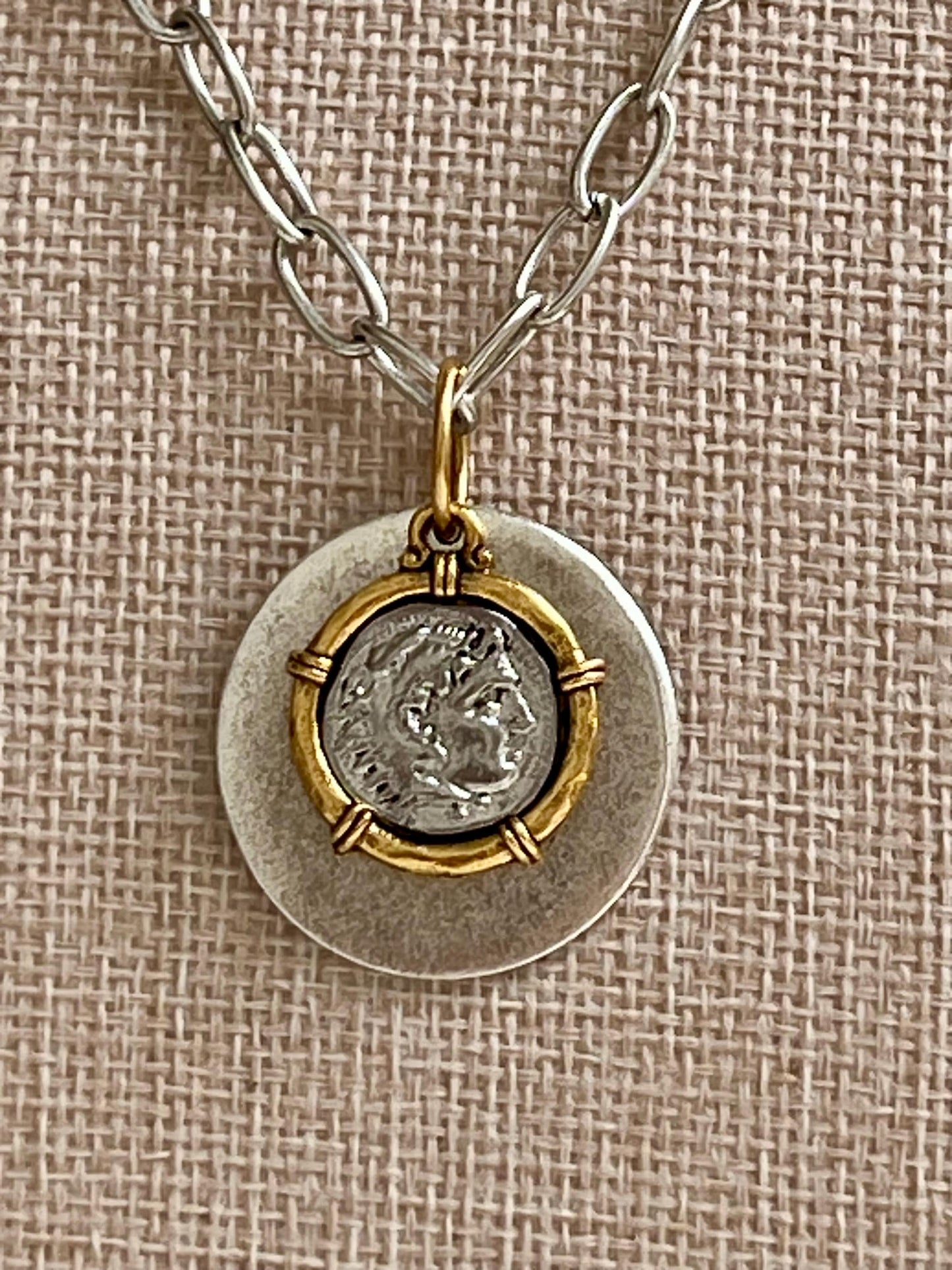 Silver and Gold Large Link Chain Necklace