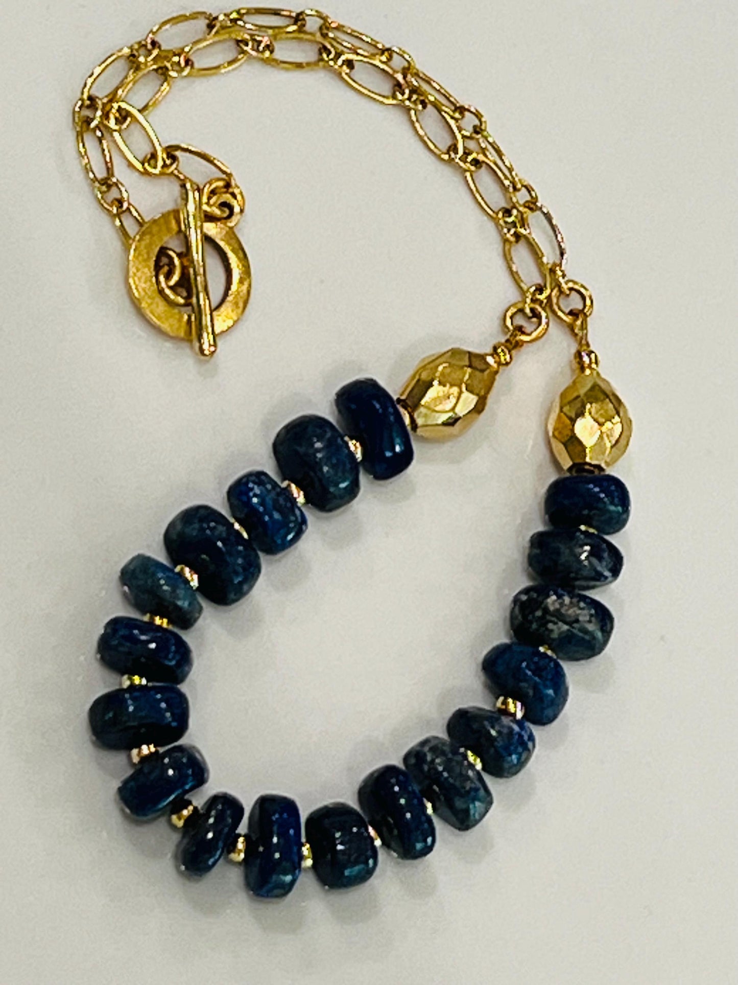 Lapis Beaded Statement Necklace Natural Gemstone Layering Semi-Precious Bead Necklace 8x12mm Wheel Beads Gorgeous Natural Lapis Lazuli