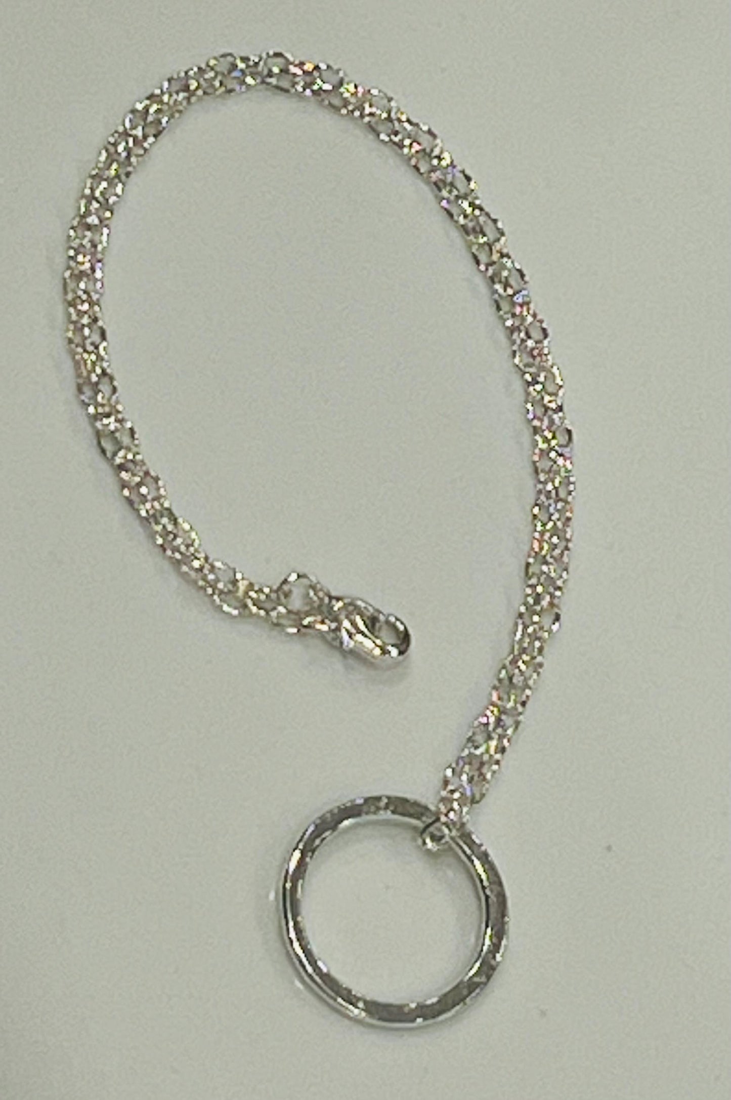 Gold or Silver Delicate Paperclip Chain with Hoop Pendant