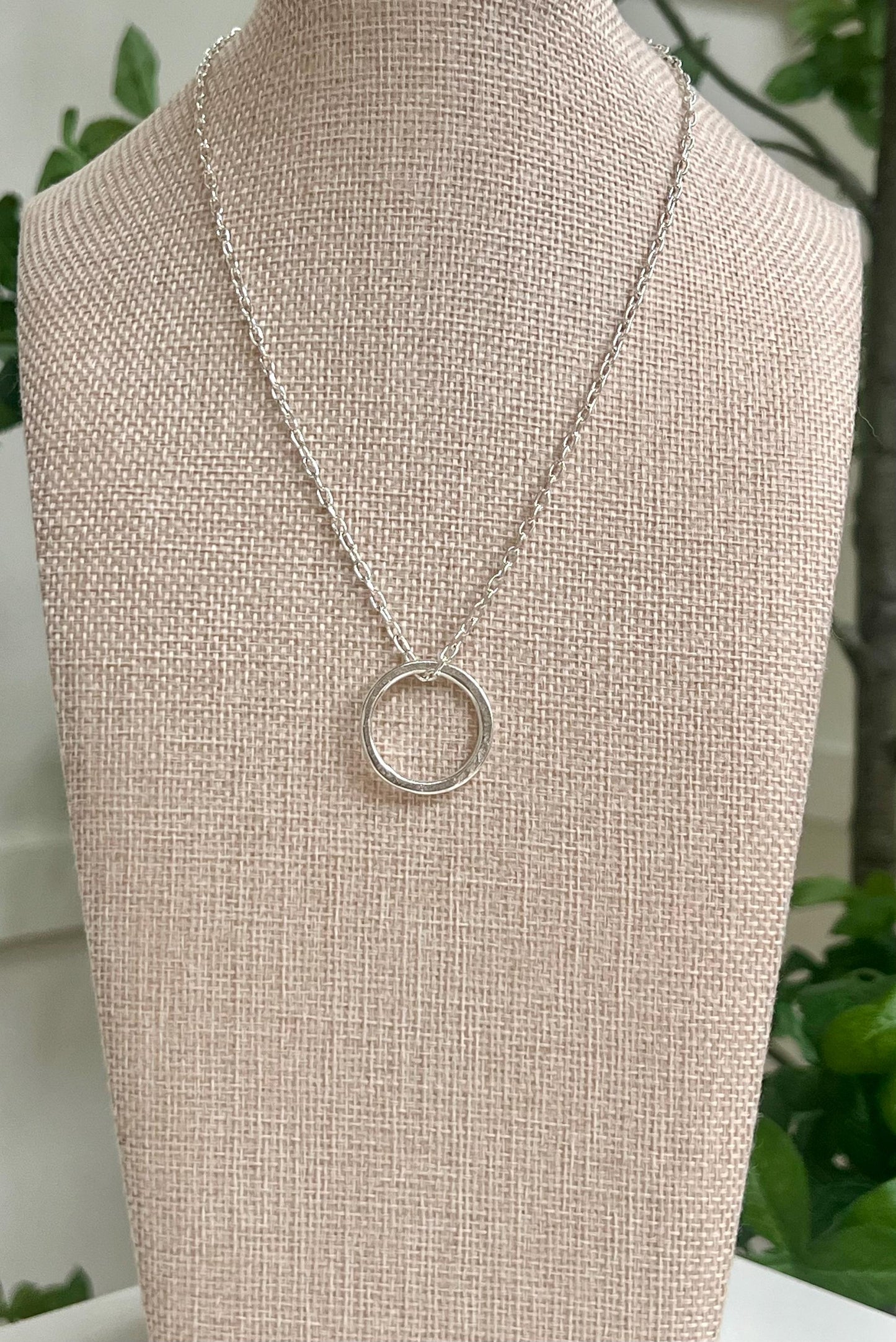 Gold or Silver Delicate Paperclip Chain with Hoop Pendant
