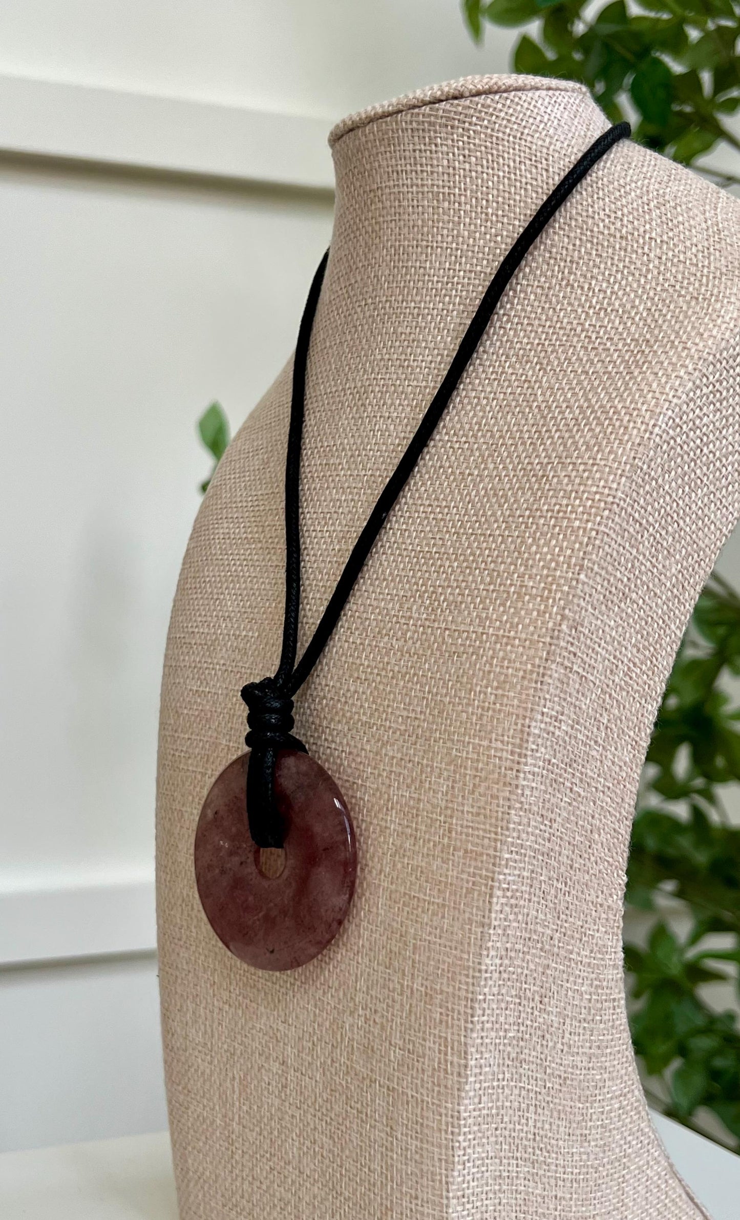Strawberry Quartz Donut Bead Necklace