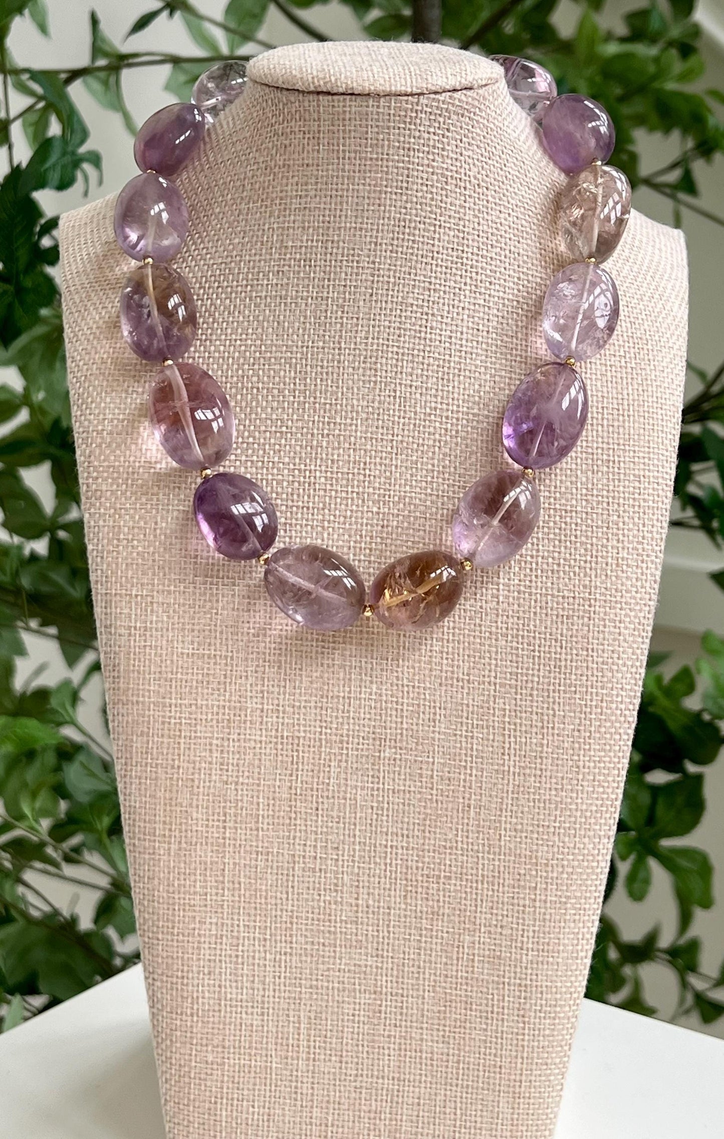 Ametrine Beaded Necklace 18k Gold Filled Clasp/Beads Large Ametrine Chunky Statement Necklace 25x20mm Stones Approx