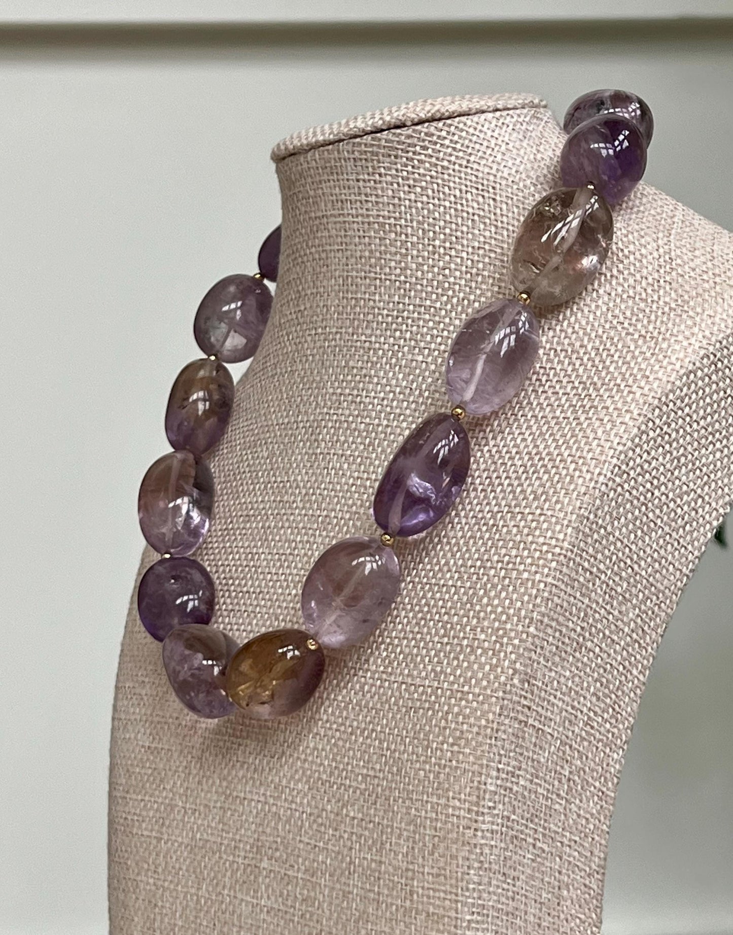 Ametrine Beaded Necklace 18k Gold Filled Clasp/Beads Large Ametrine Chunky Statement Necklace 25x20mm Stones Approx