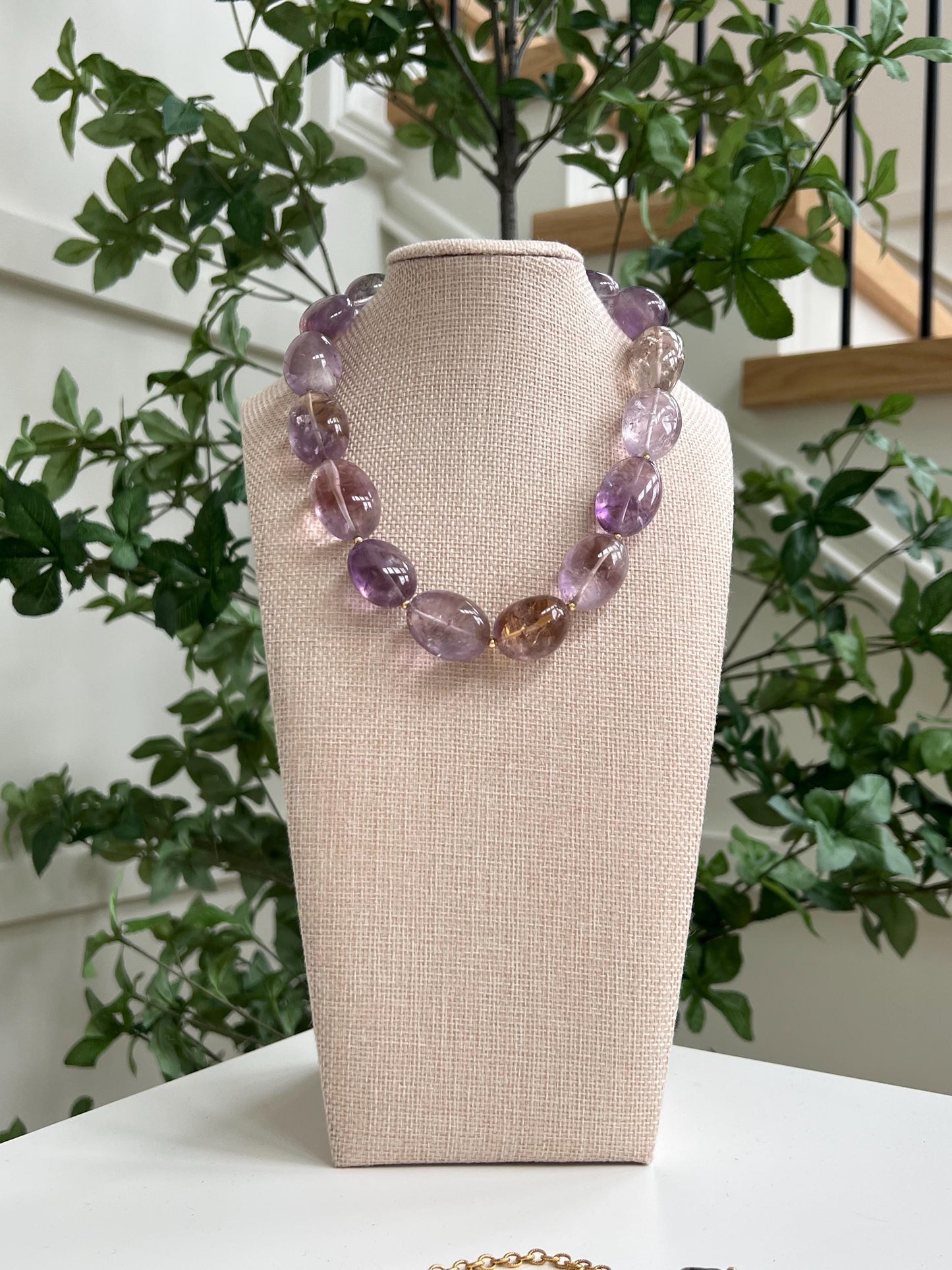Ametrine Beaded Necklace 18k Gold Filled Clasp/Beads Large Ametrine Chunky Statement Necklace 25x20mm Stones Approx