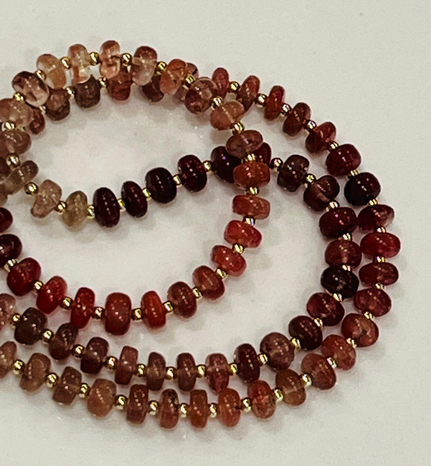 Andesine Labradorite Beaded Necklace with 18k Gold Filled Clasp/Accent Beads 5.5mm Smooth Rondelle Gradient Color Labradorite Stones