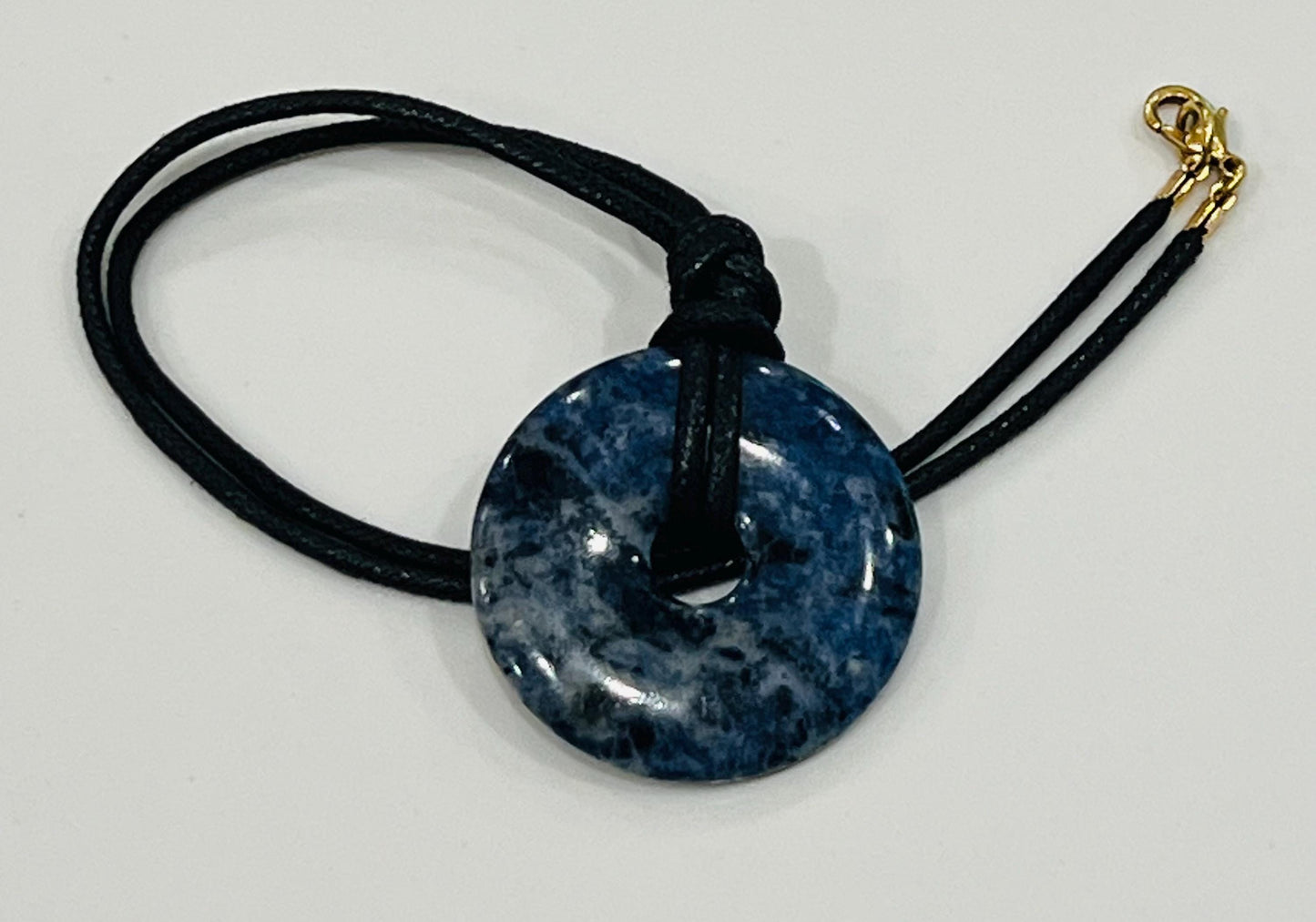 Sodalite Agate Donut Bead Necklace 50mm Gorgeous Blue Sodalite Statement Pendant Necklace Layering Necklace Semi-Precious Natural Gemstones