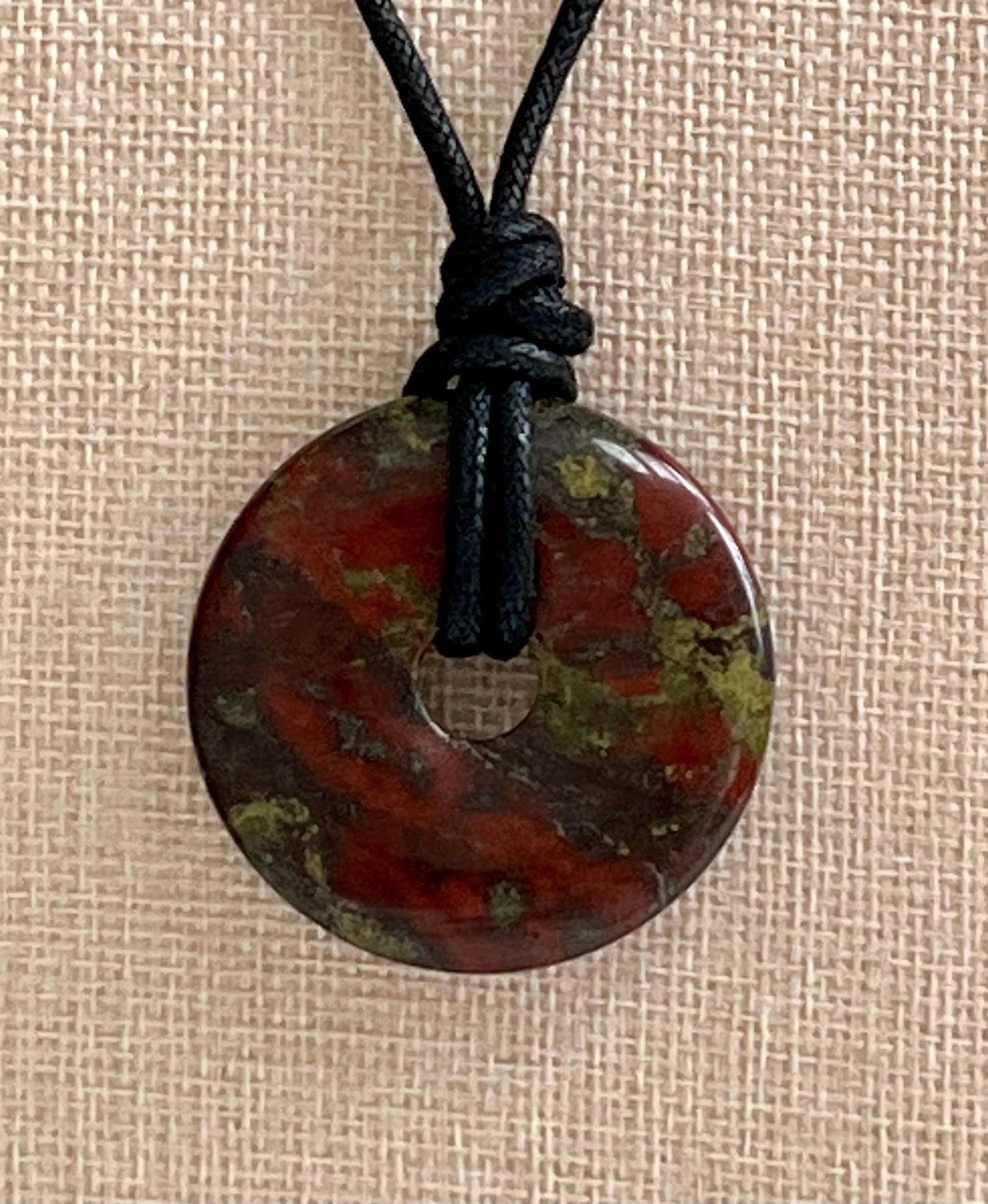 Dragons Blood Jasper Donut Bead Necklace 50mm Gorgeous Jasper Statement Pendant Necklace Layering Necklace Semi-Precious Natural Gemstones
