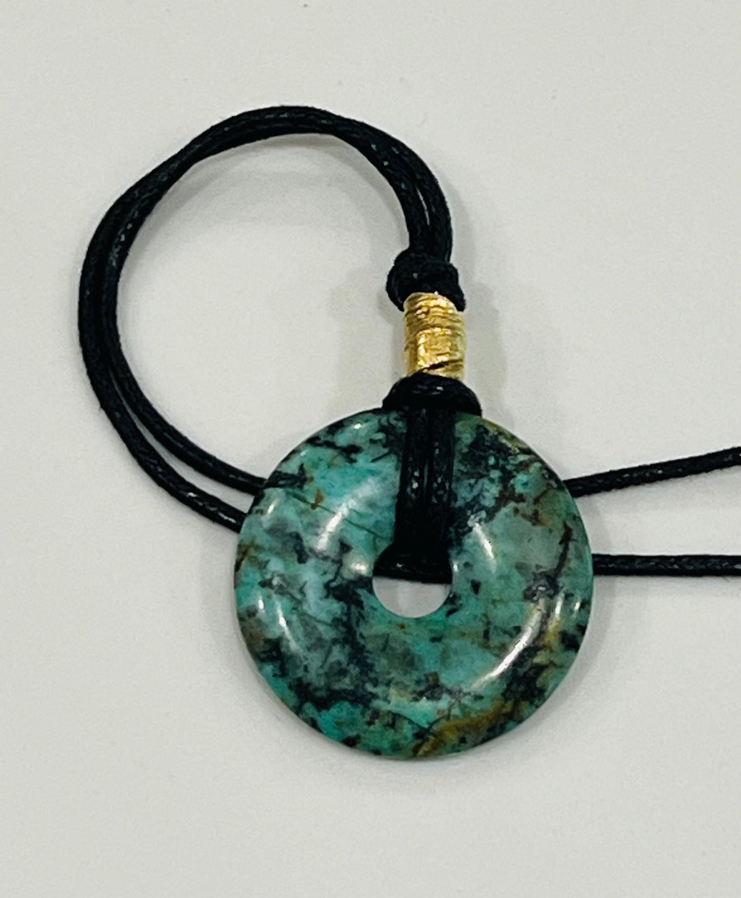 African Turquoise Donut Bead Necklace