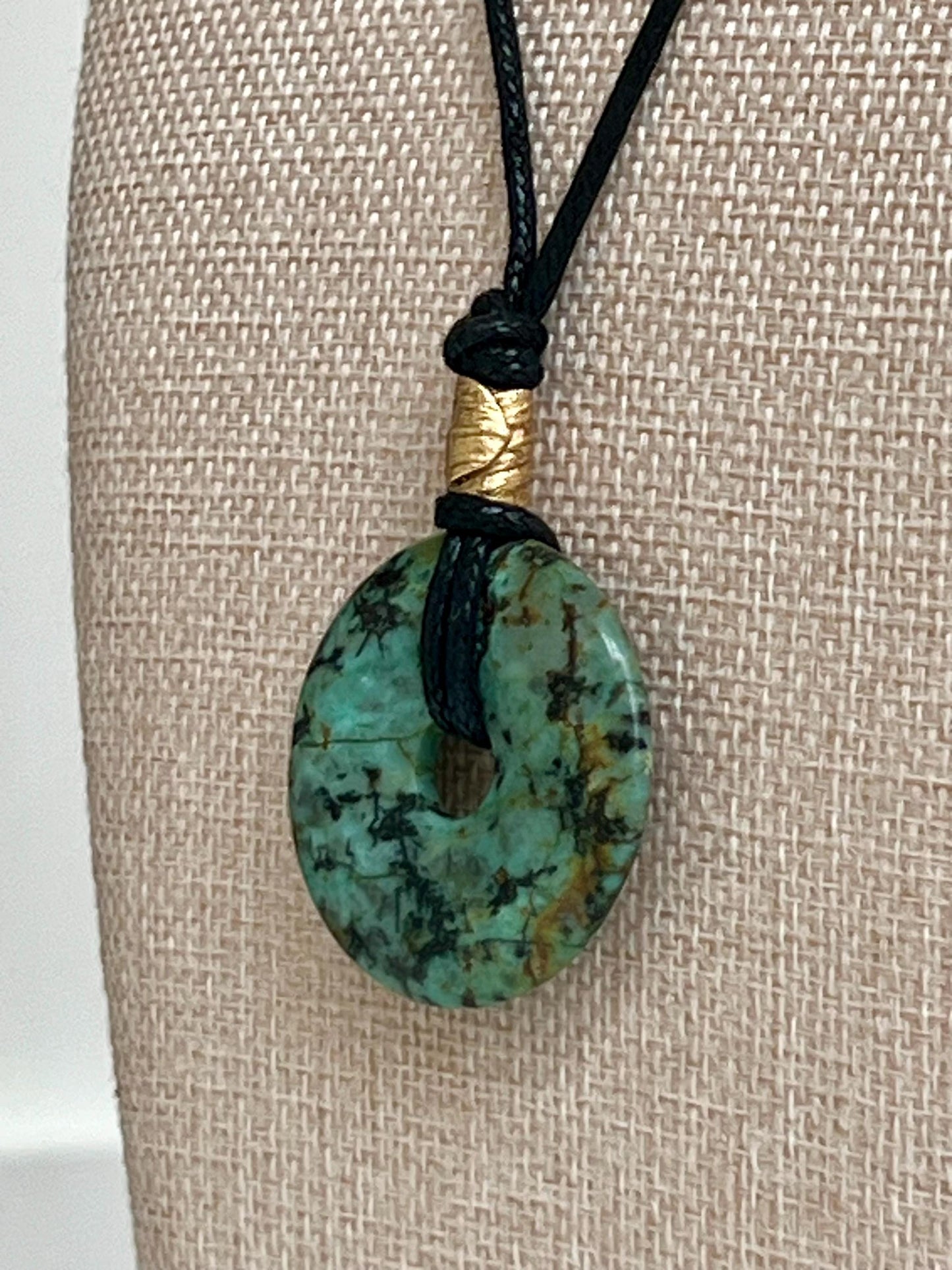 African Turquoise Donut Bead Necklace