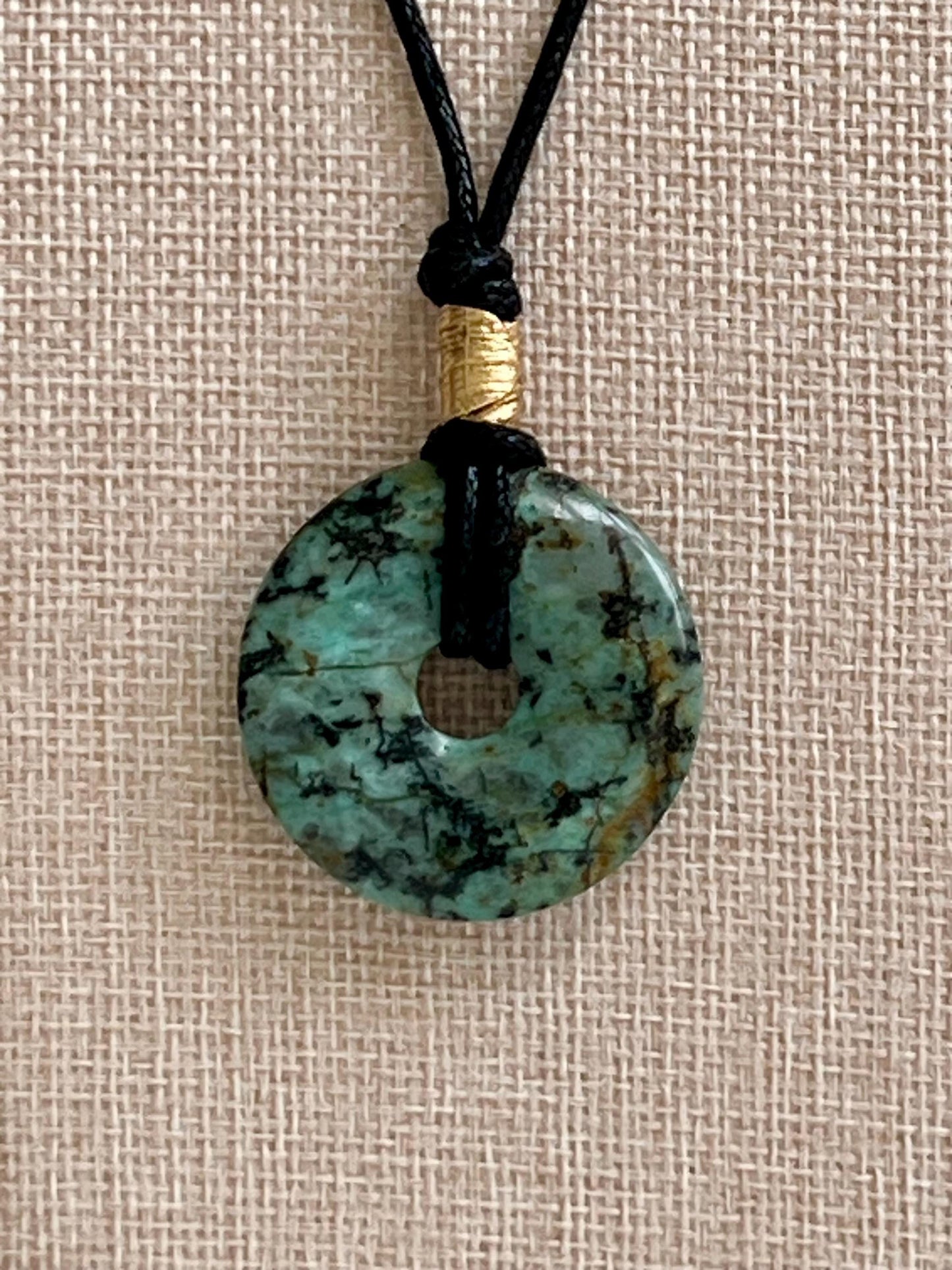 African Turquoise Donut Bead Necklace