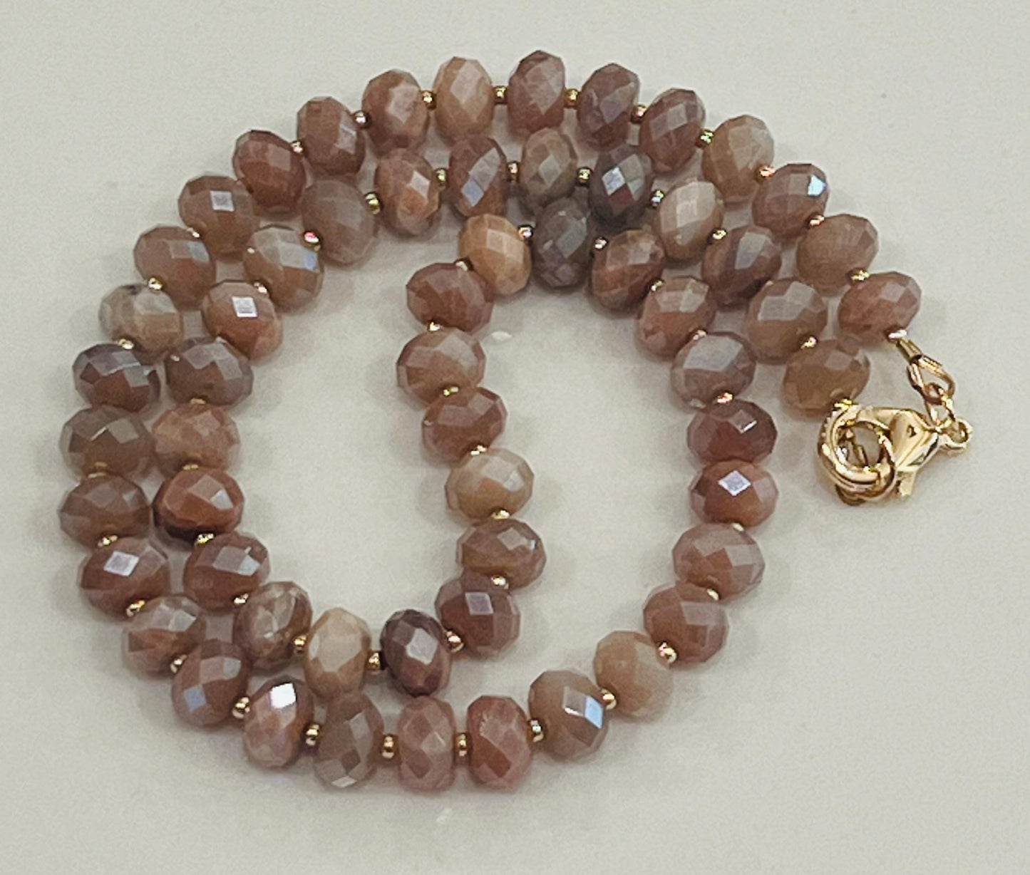Peach Moonstone Beaded Necklace