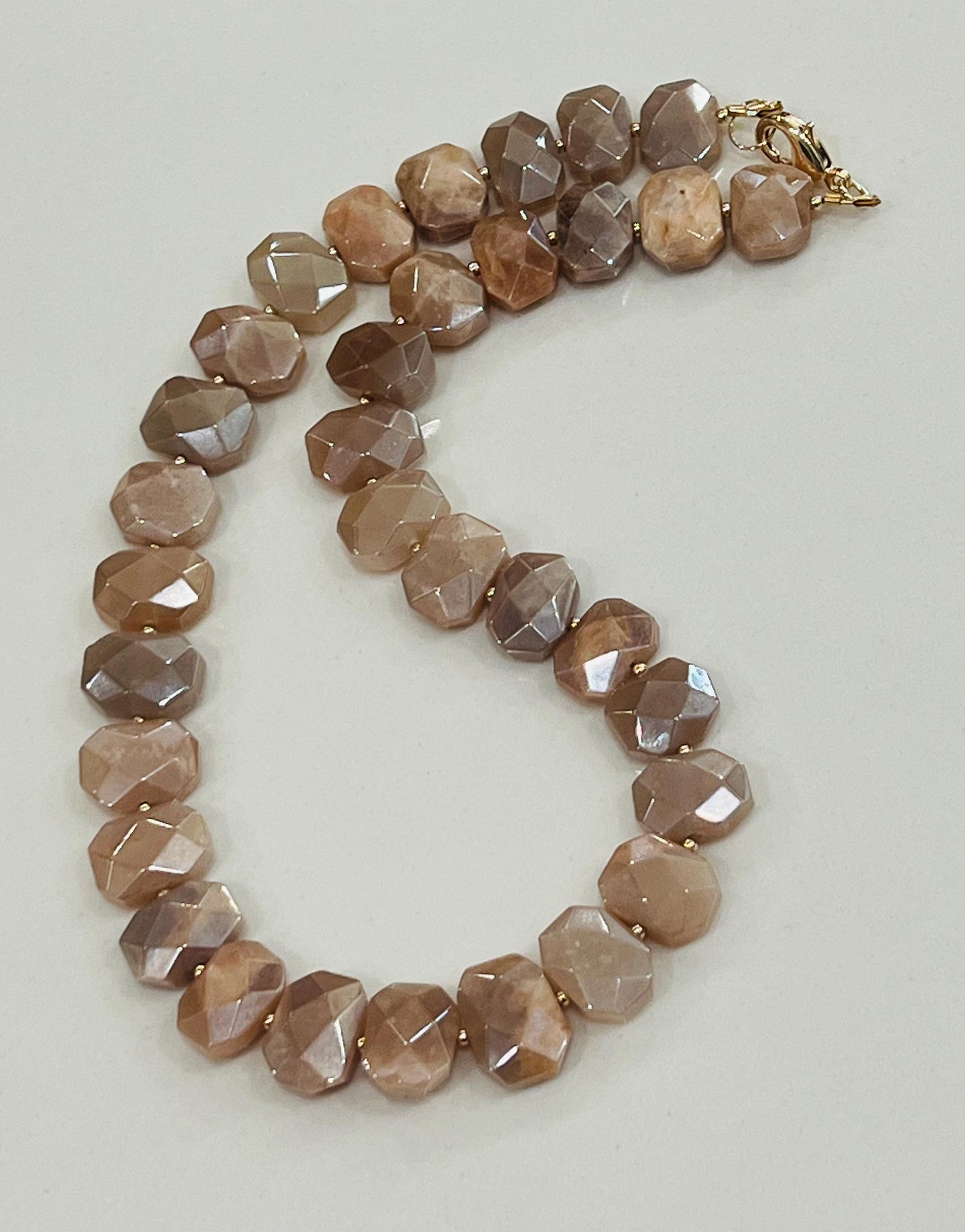 Peach Moonstone Beaded Necklace