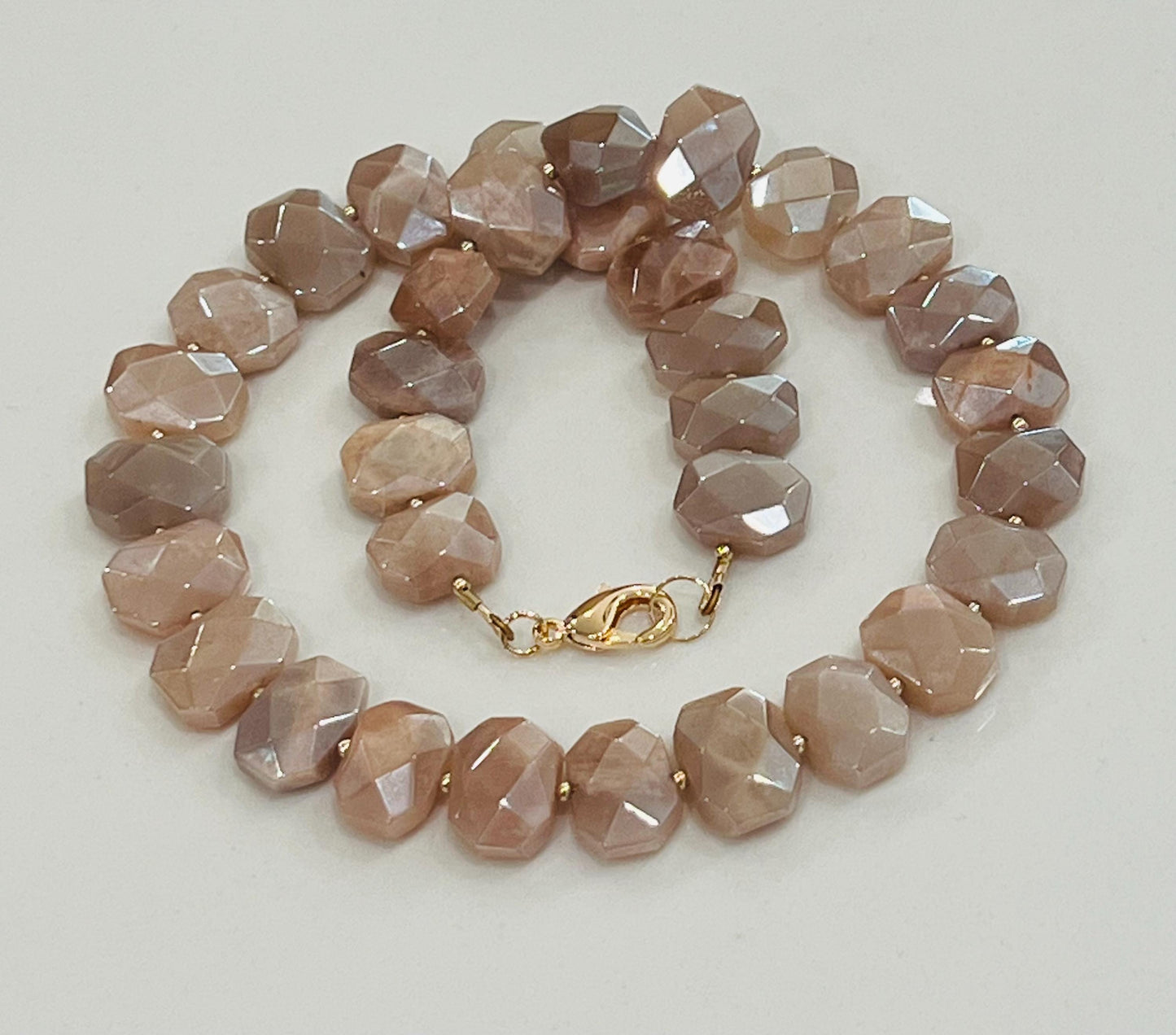Peach Moonstone Beaded Necklace